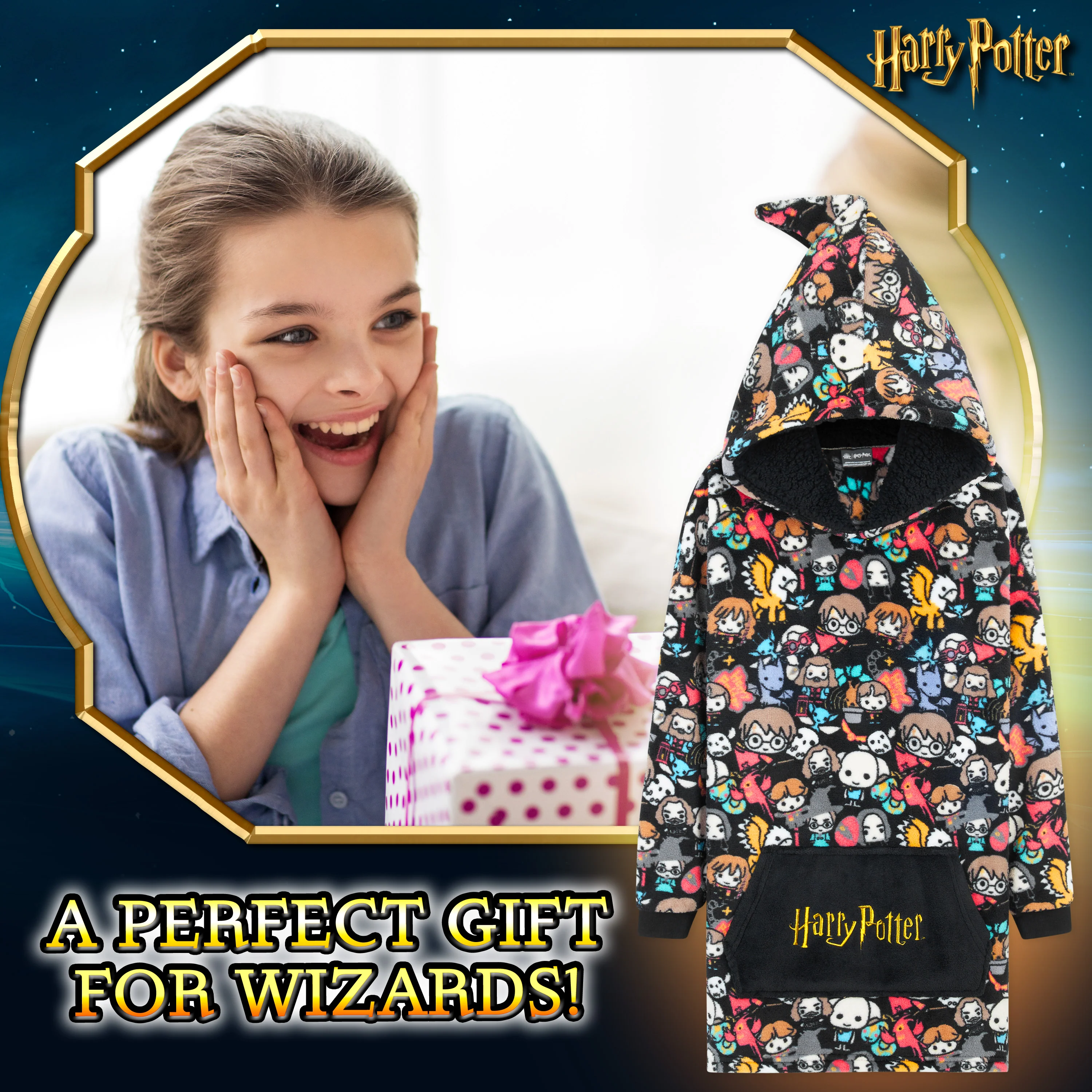 Harry Potter Oversized Hoodie Blanket for Kids, Gifts for Girls Boys - Image 3