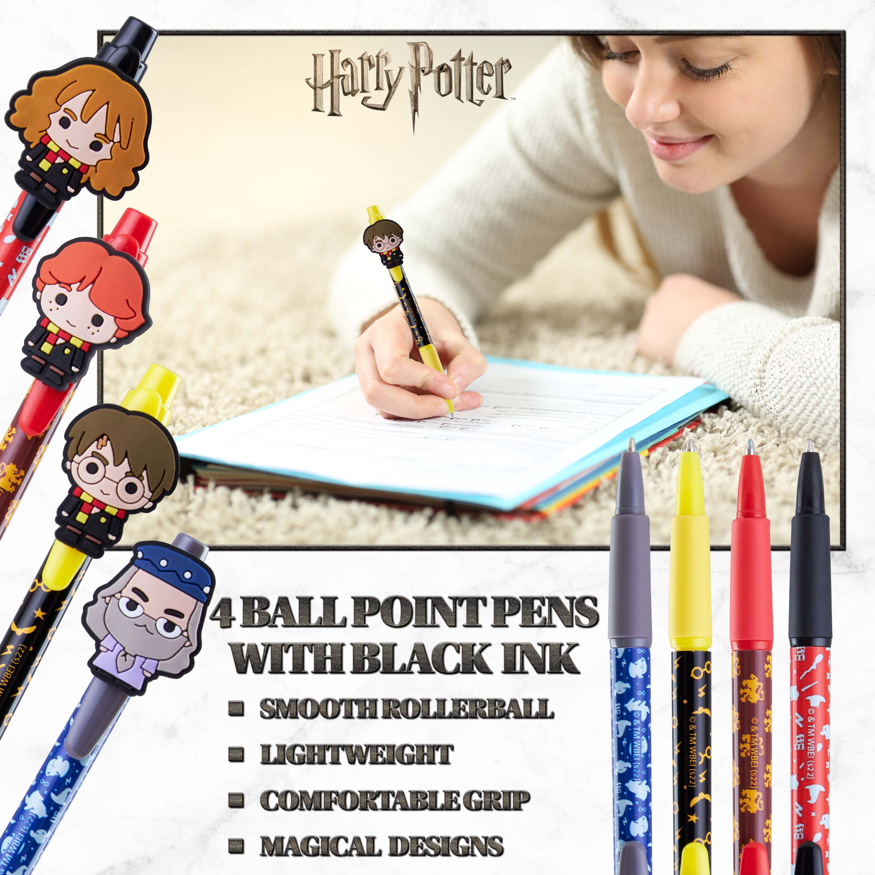 Harry Potter Pen, 4 Pack Novelty Pens, Stationery Sets for Kids - Image 3