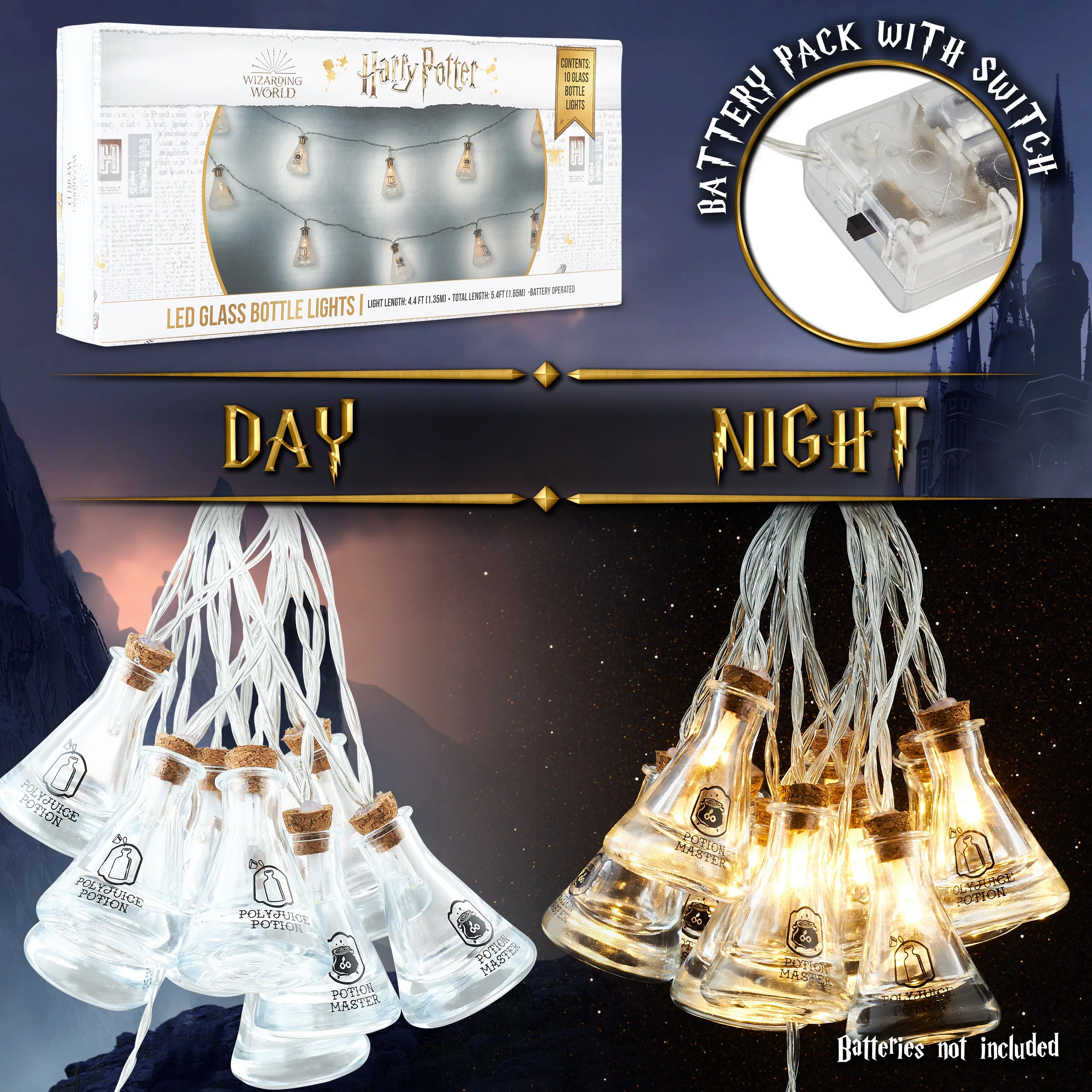Harry Potter Potion Bottle String Lights, 10 LED String Lights for Decor (Warm White), Harry Potter Gifts - Image 3