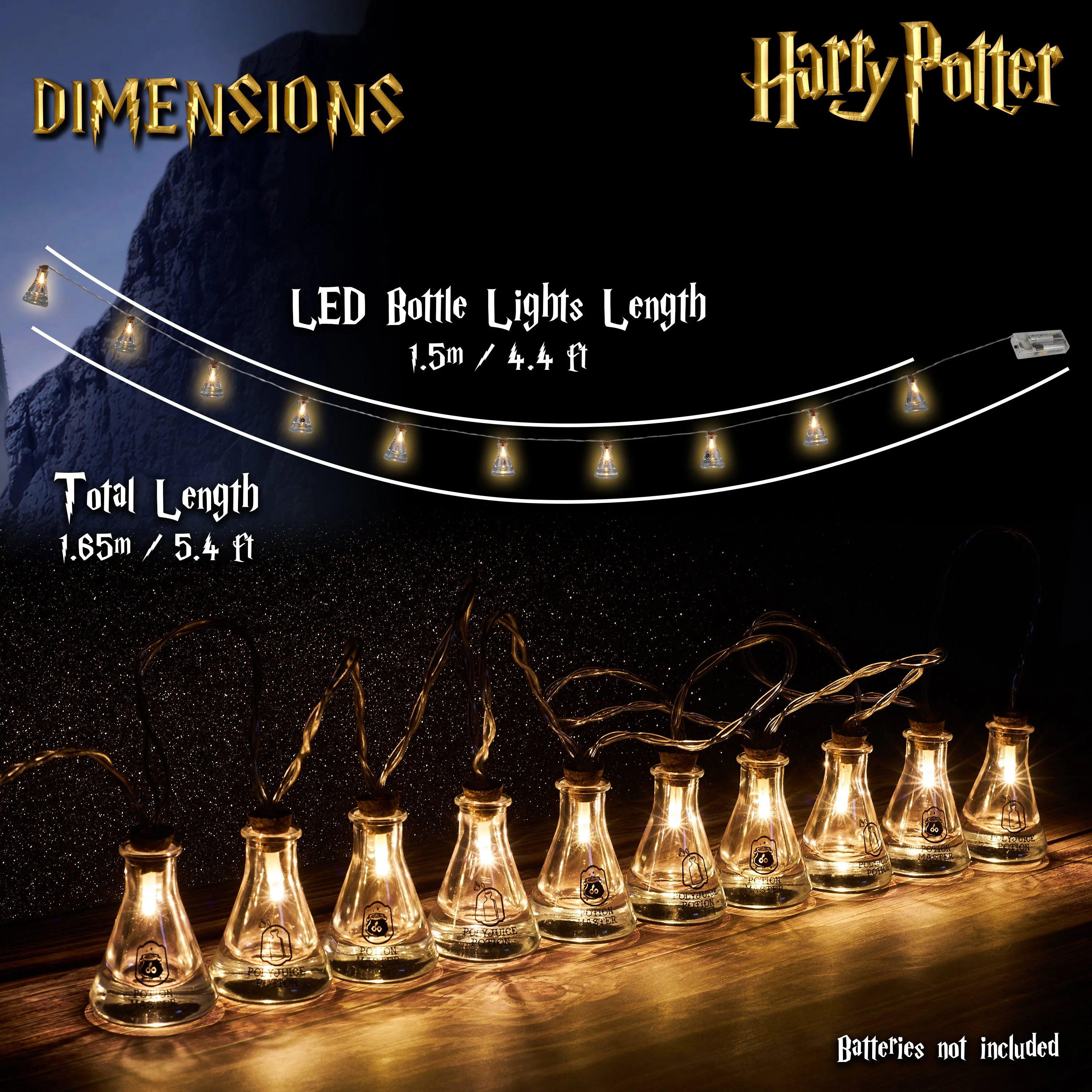 Harry Potter Potion Bottle String Lights, 10 LED String Lights for Decor (Warm White), Harry Potter Gifts - Image 7