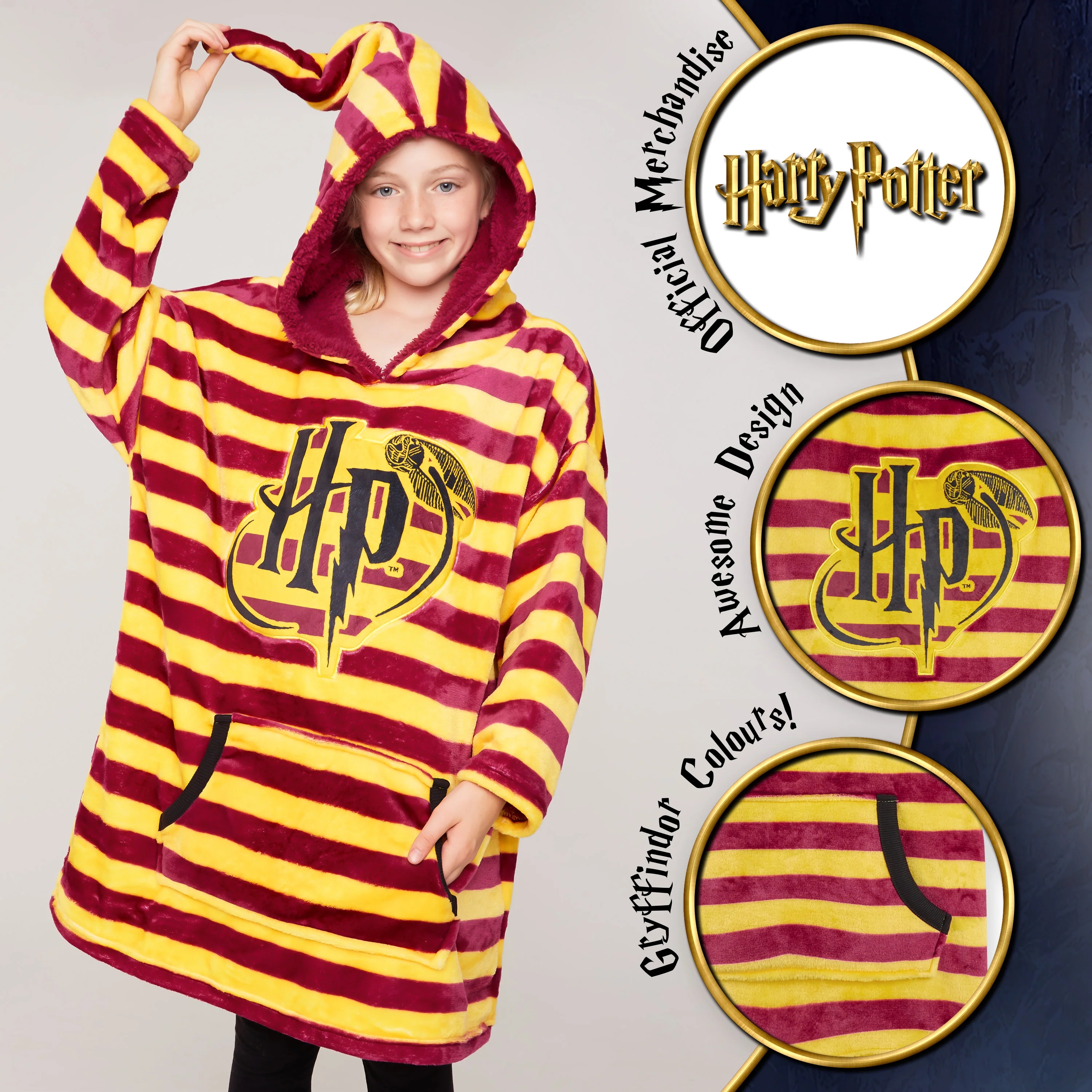 Harry Potter Red Hoodies For Girls, Kids Oversized Hoodie Blanket - Image 3