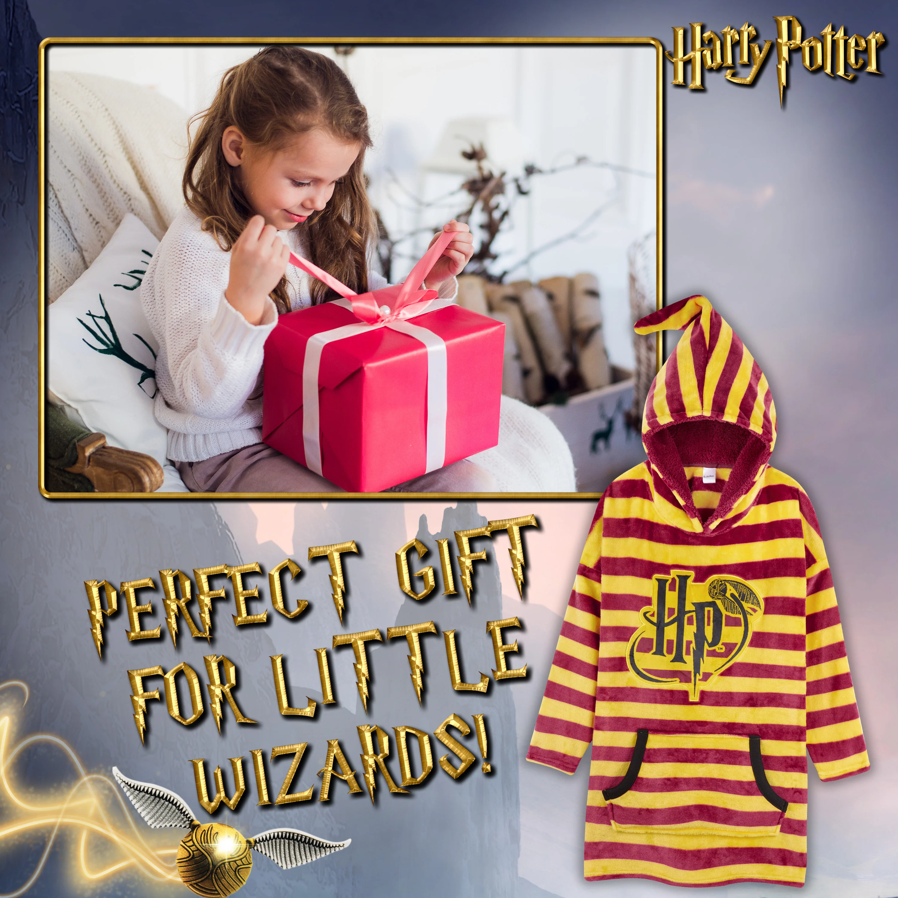 Harry Potter Red Hoodies For Girls, Kids Oversized Hoodie Blanket - Image 4