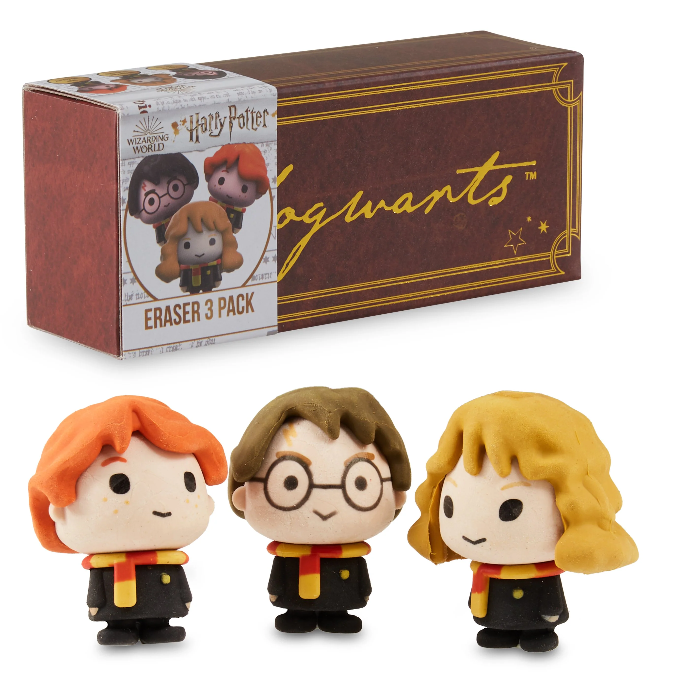 Harry Potter Rubbers Erasers for Kids, 3 Pack Mini Figures, Collectable Rubber Characters
