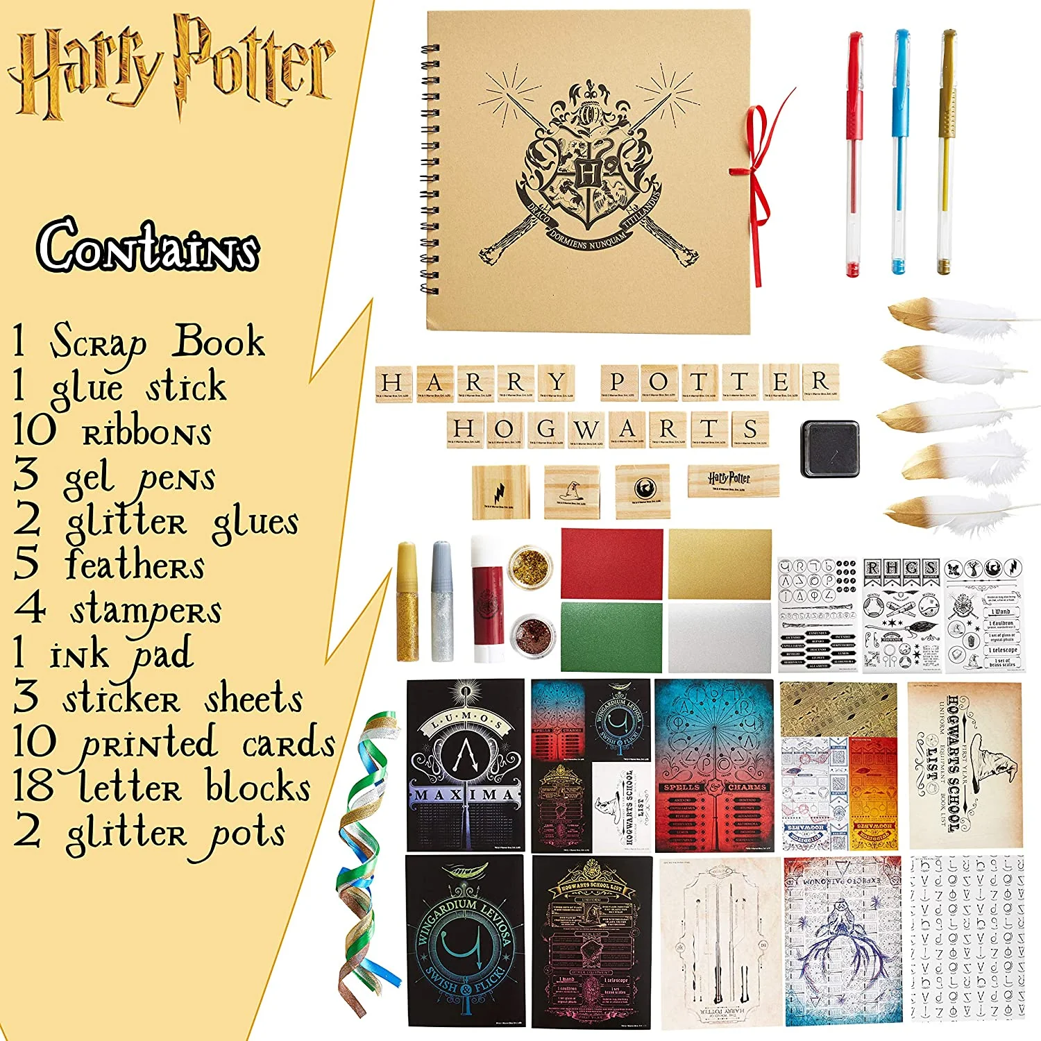 Harry Potter Scrap Book Set For Children, Arts and Crafts For Kids, Over 65 Scrapbook Accessories Photo Album Stickers Gel Pens Stamps Glitter Glue, Creative Gifts For Girls Boys - Image 3