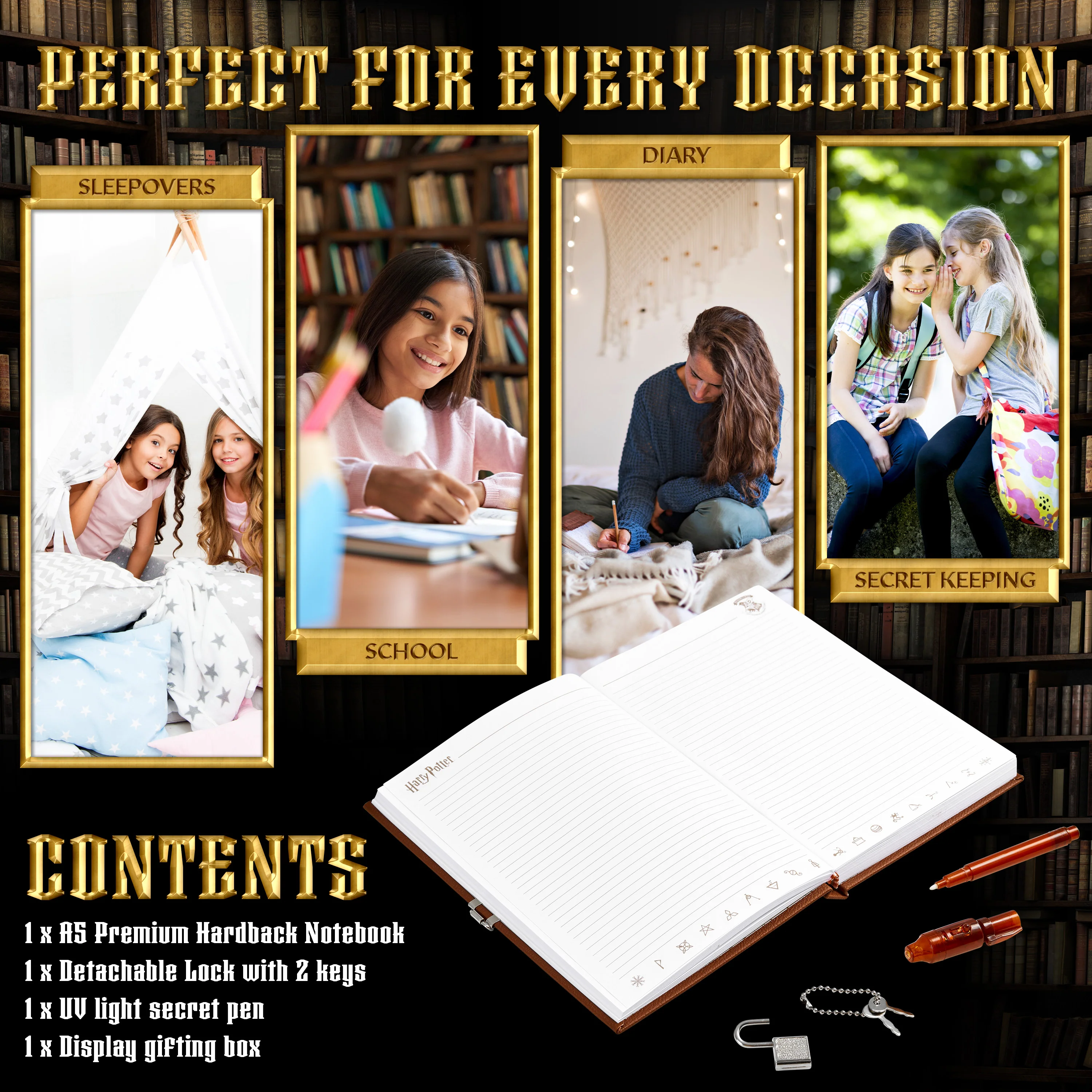 Harry Potter Secret Diary Set with Lockable Journal & Invisible Magic Pen - Image 6