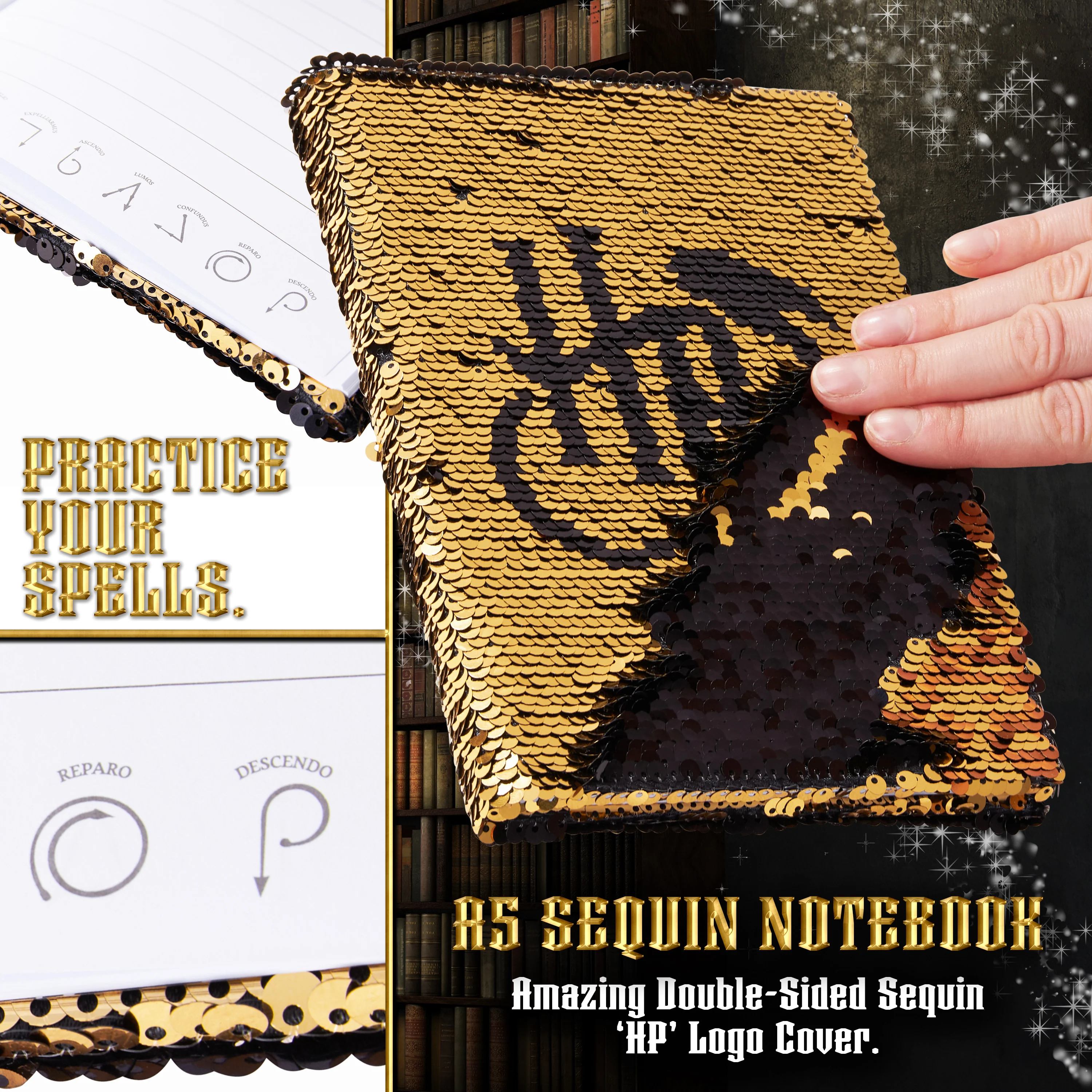 Harry Potter Sequin Journal Diary Notebook with Wand Pen For Girls Boys Teenager - Image 4