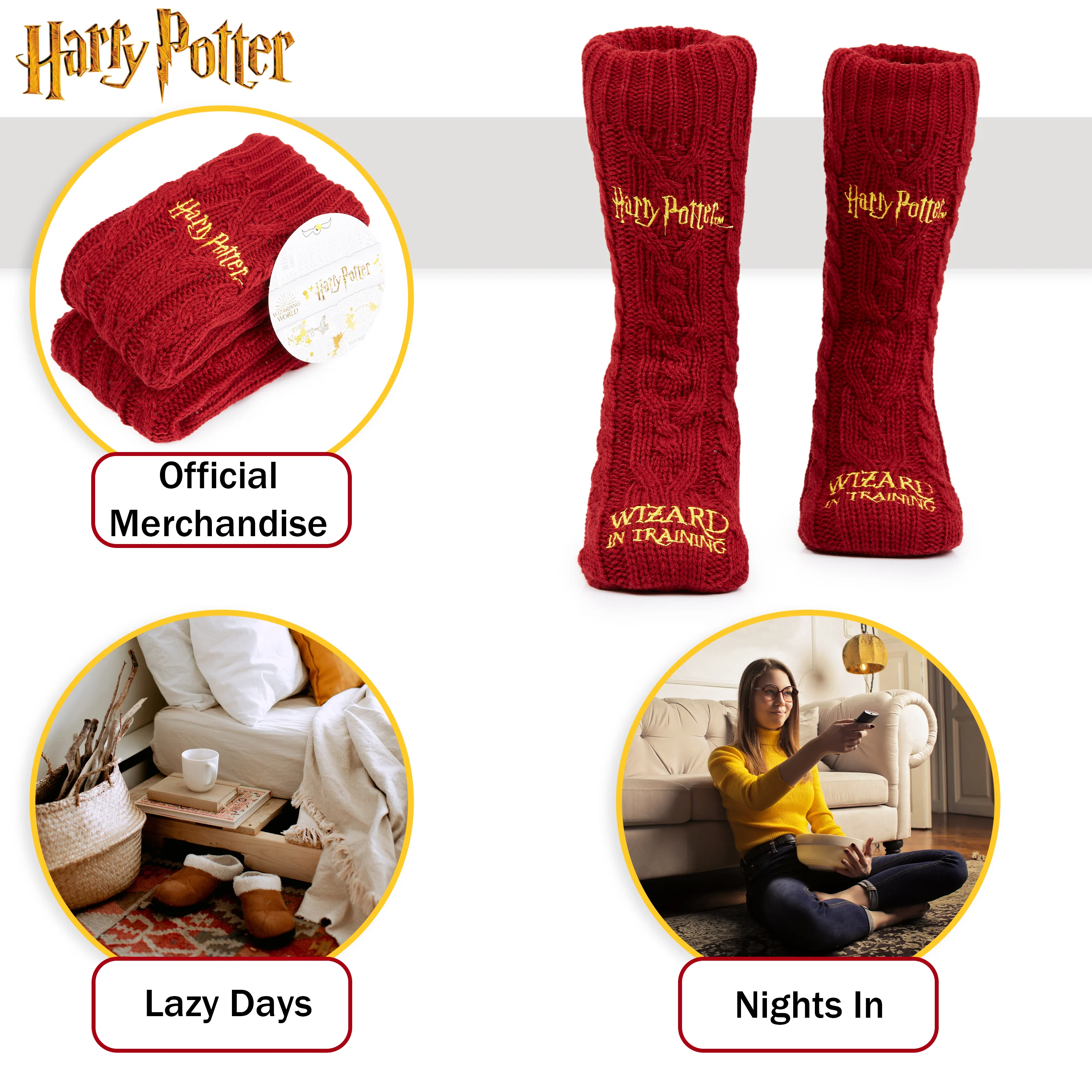 Harry Potter Slipper Socks for Women Teenagers, Cosy Warm Fleece Lined Bed Socks Non Slip - Gifts for Her - Image 3
