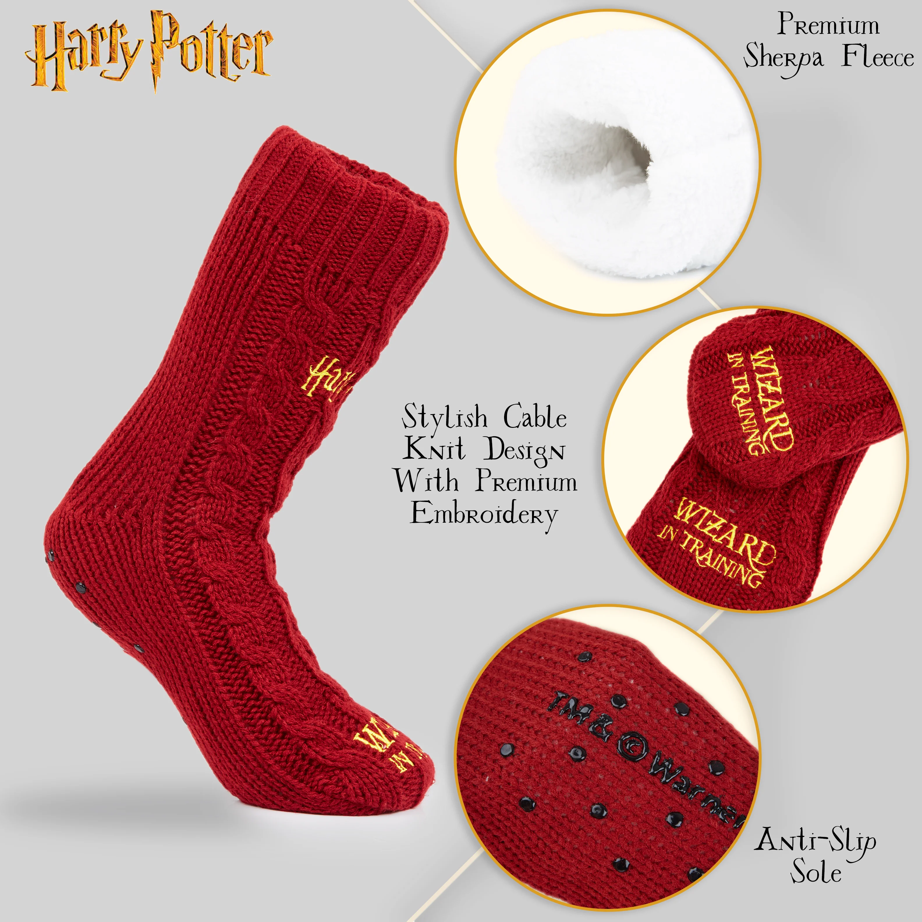 Harry Potter Slipper Socks for Women Teenagers, Cosy Warm Fleece Lined Bed Socks Non Slip - Gifts for Her - Image 4
