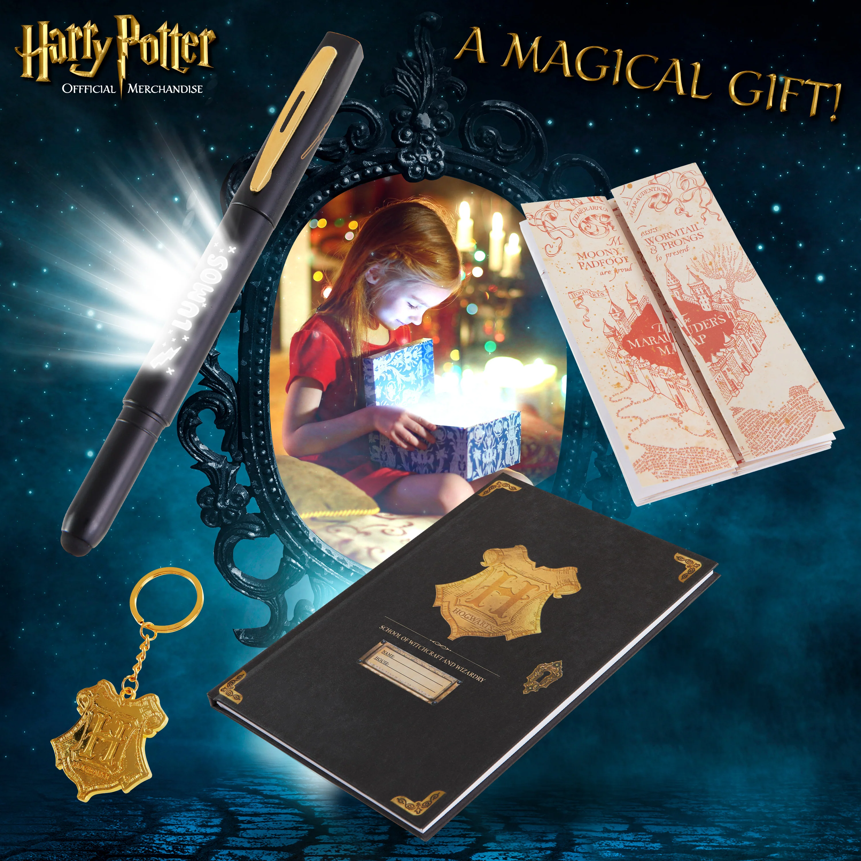 Harry Potter Stationery Set with Notebook and Pen Set Key Ring and Marauders Map - Image 3