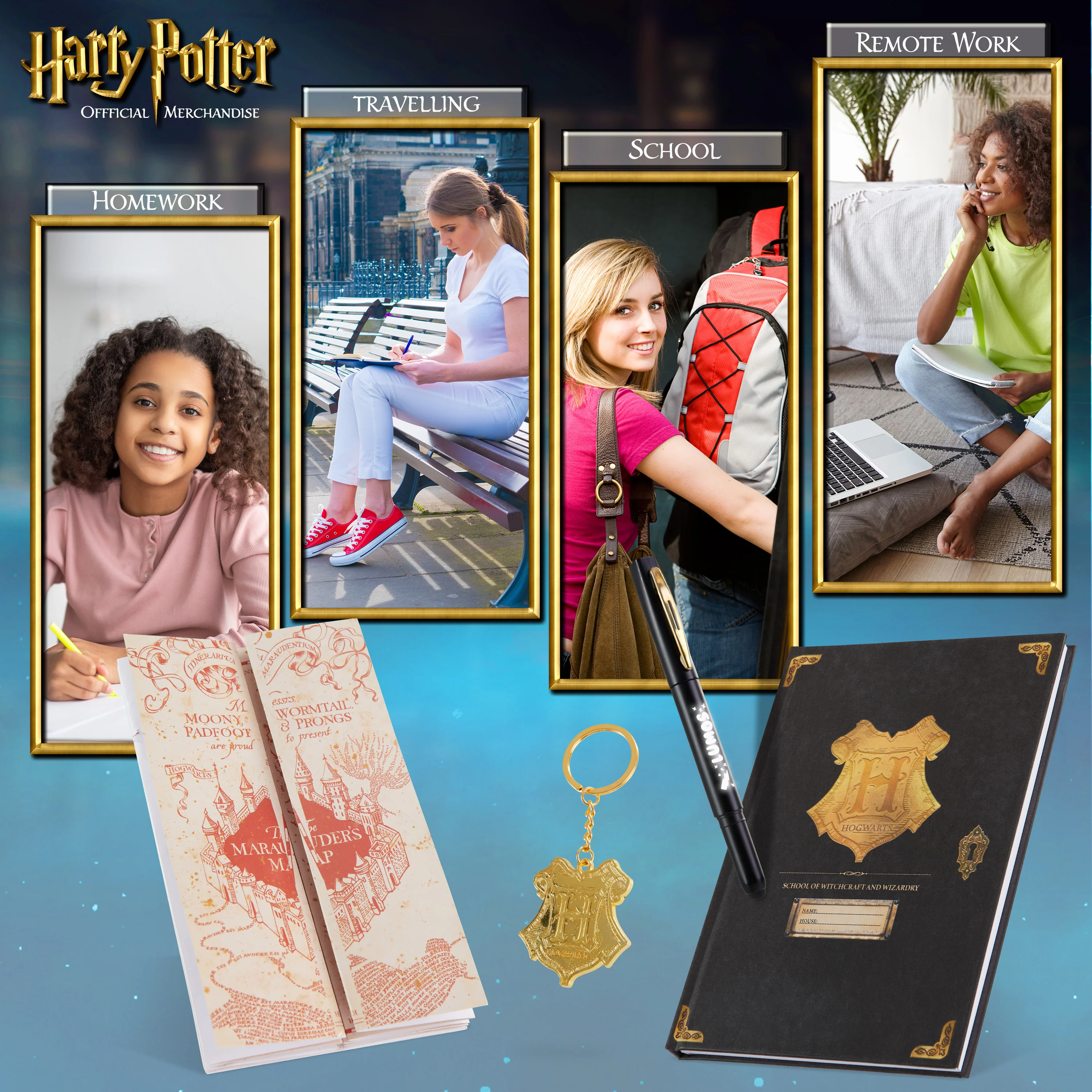 Harry Potter Stationery Set with Notebook and Pen Set Key Ring and Marauders Map - Image 6