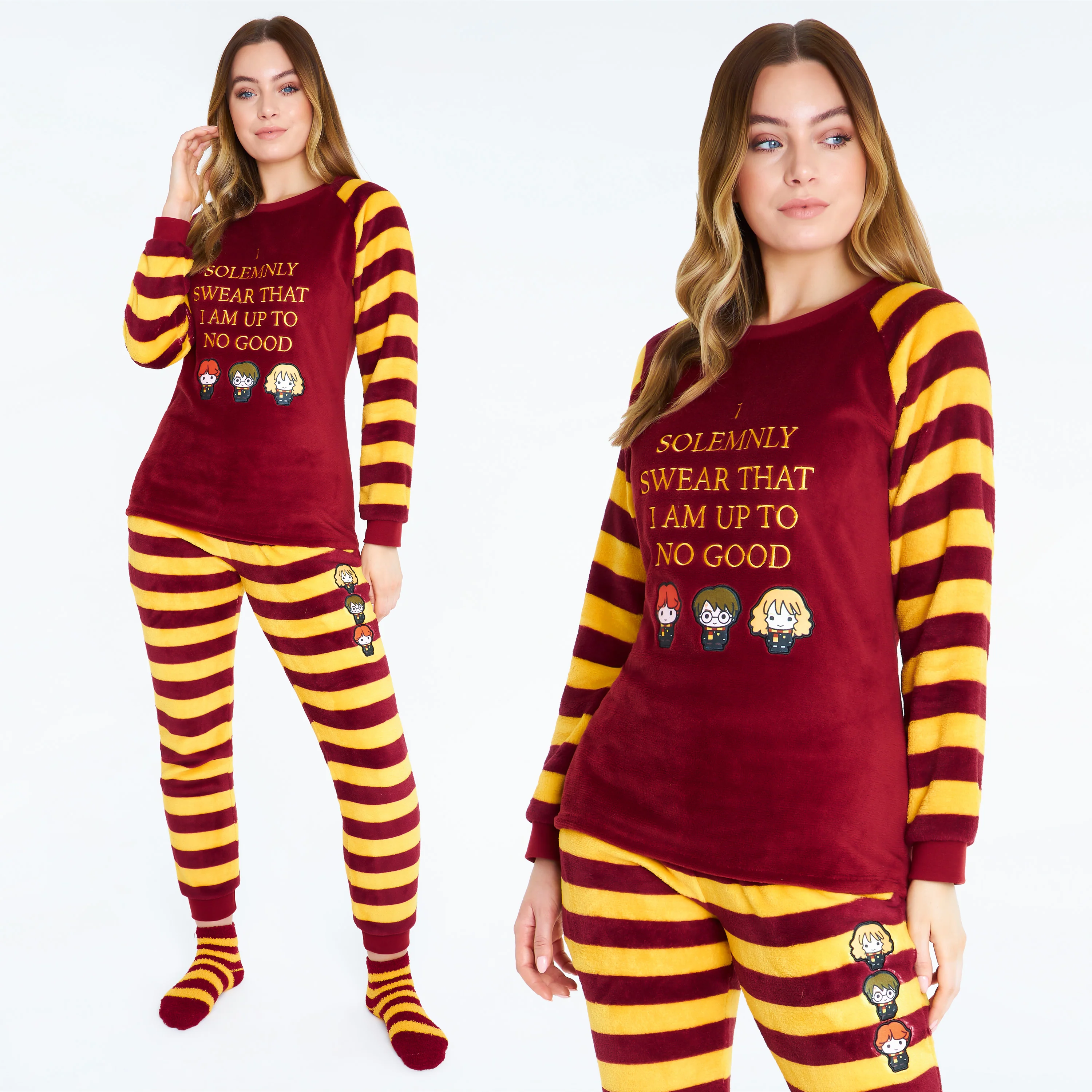 Harry Potter Womens Pyjamas, Fleece Loungewear Fluffy Socks Gift Set - Image 3