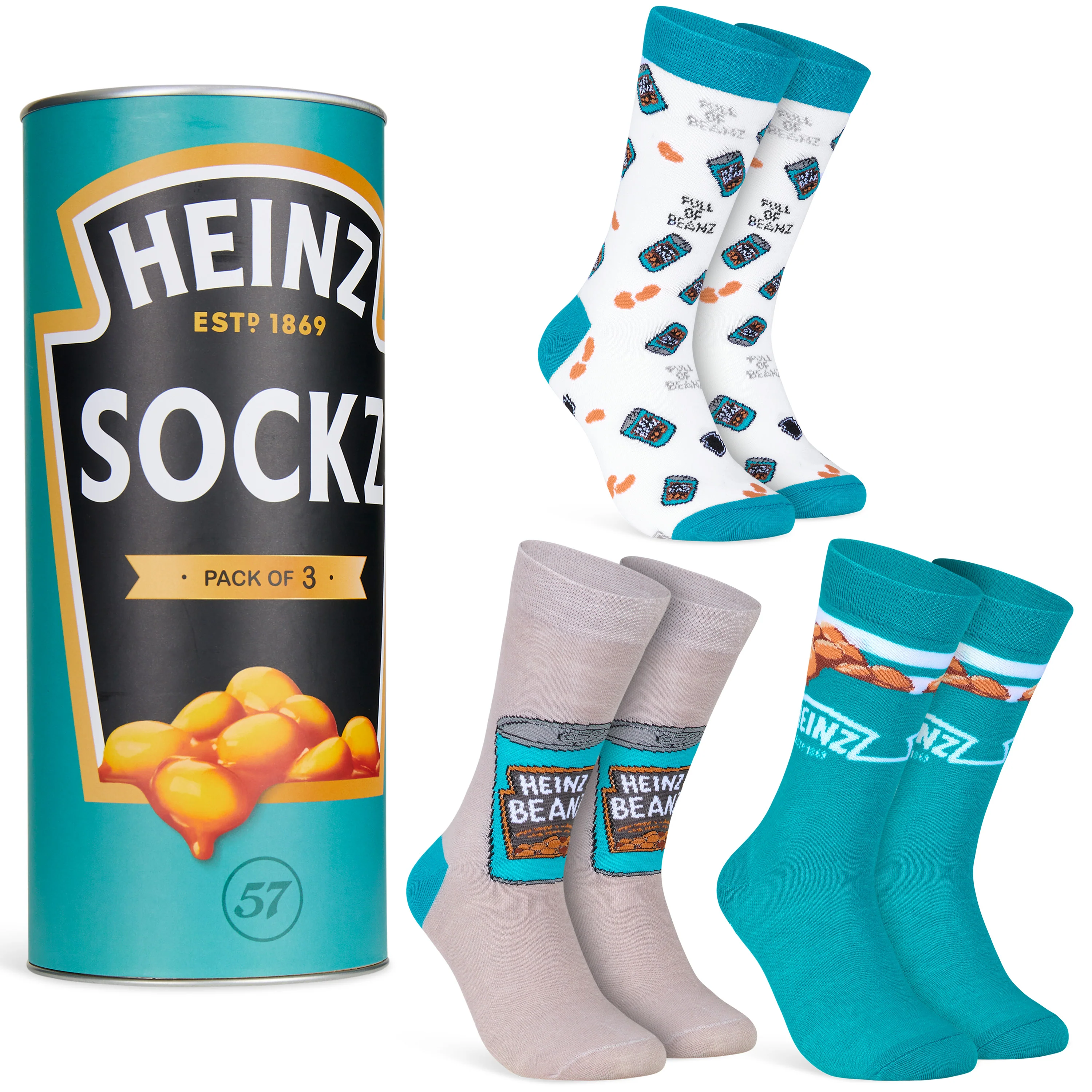 HEINZ Mens Socks Pack of 3 Baked Beans Crew Socks for Men