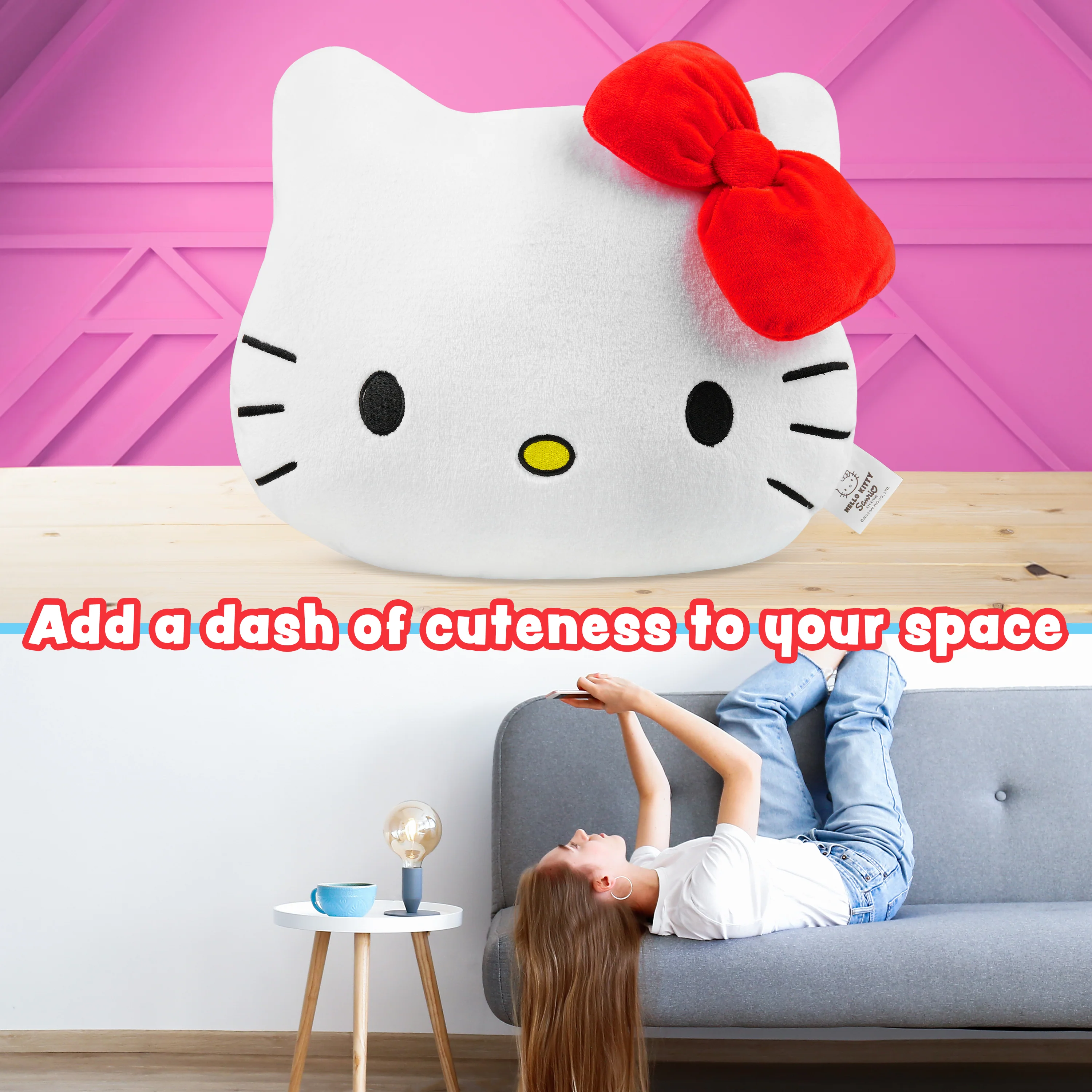 Hello Kitty 3D Plush Pillow Cushion for Bed, Sofa, Cuddle Cushion Women Teens Kids Kawaii Bedroom Accessories 37 x 32cm Gifts for Her - Image 4