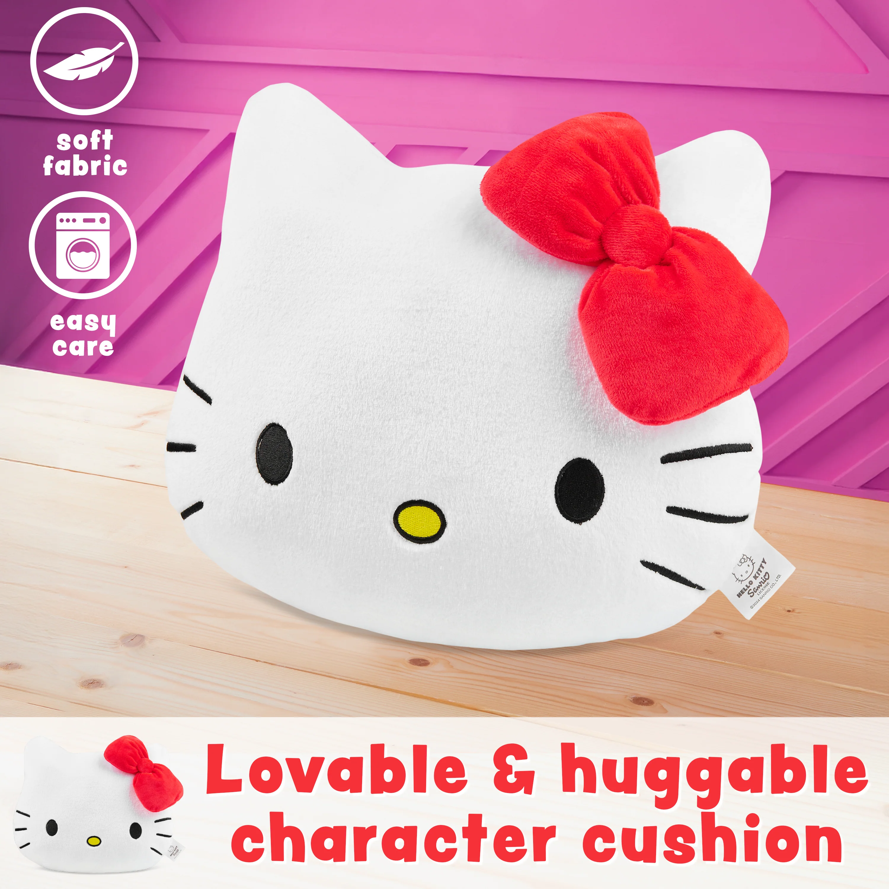 Hello Kitty 3D Plush Pillow Cushion for Bed, Sofa, Cuddle Cushion Women Teens Kids Kawaii Bedroom Accessories 37 x 32cm Gifts for Her - Image 6