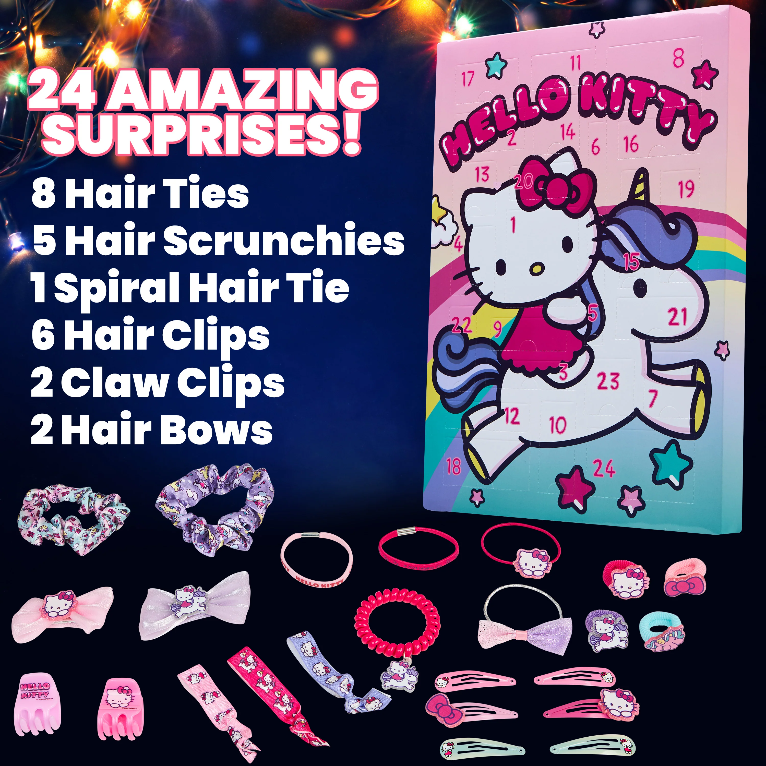 Hello Kitty Advent Calendar 2025, Girls Hair Accessories Countdown Calendar - Image 6