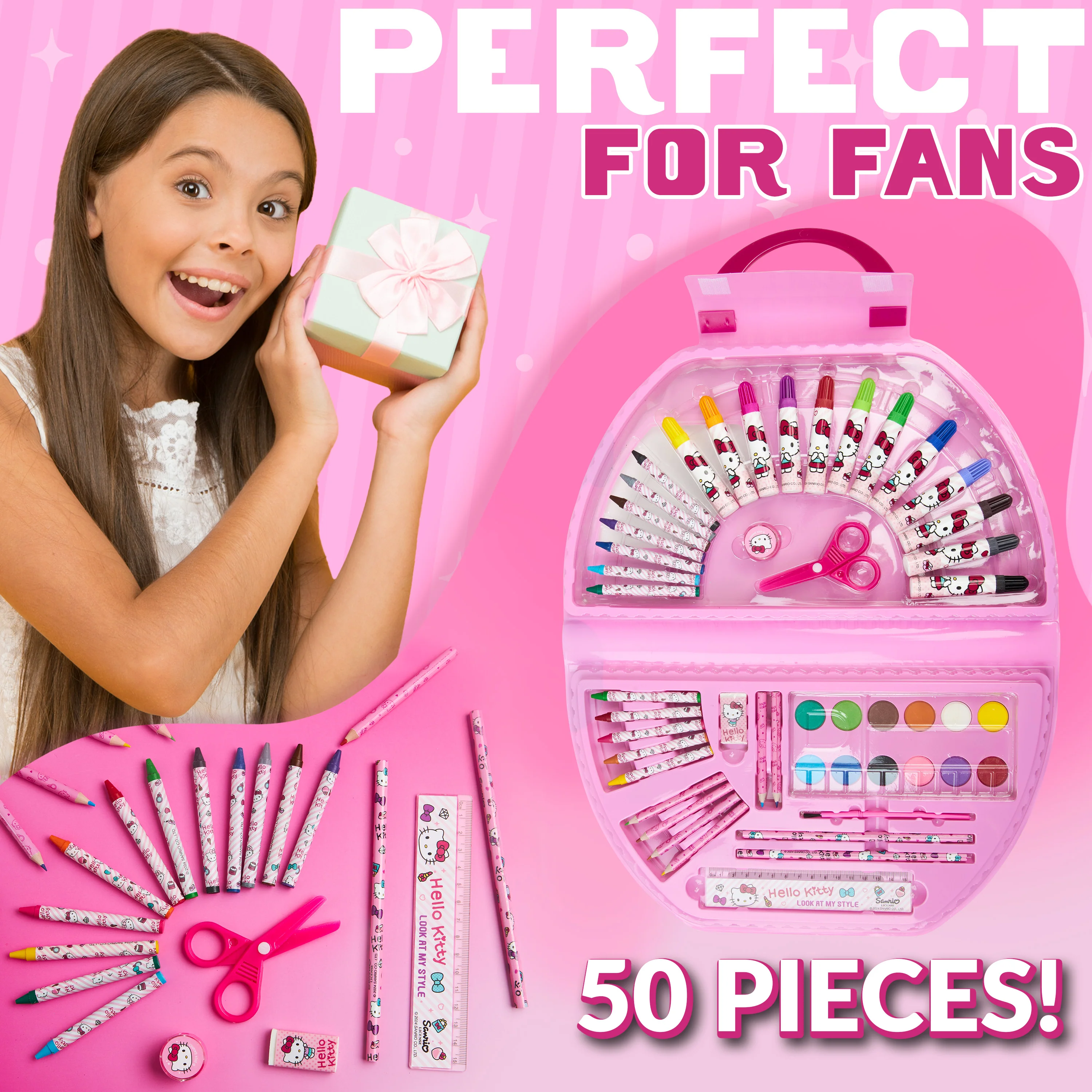 Hello Kitty Art Set for Kids, Painting, Drawing and Colouring Art Supplies in Carry Case - Image 3