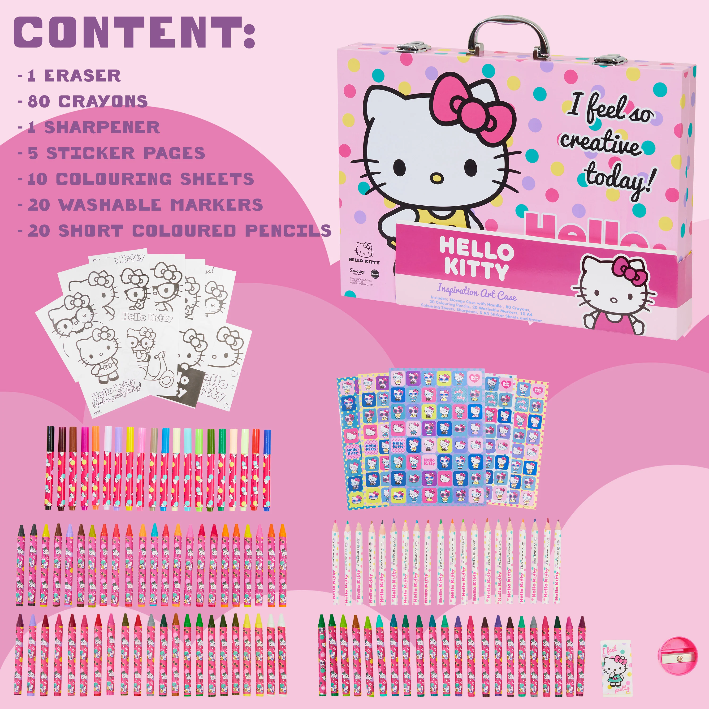 Hello Kitty Art Set for Kids with 137 Pieces, Drawing and Colouring Art Supplies in Carry Case - Kawaii Gifts for Girls - Image 6