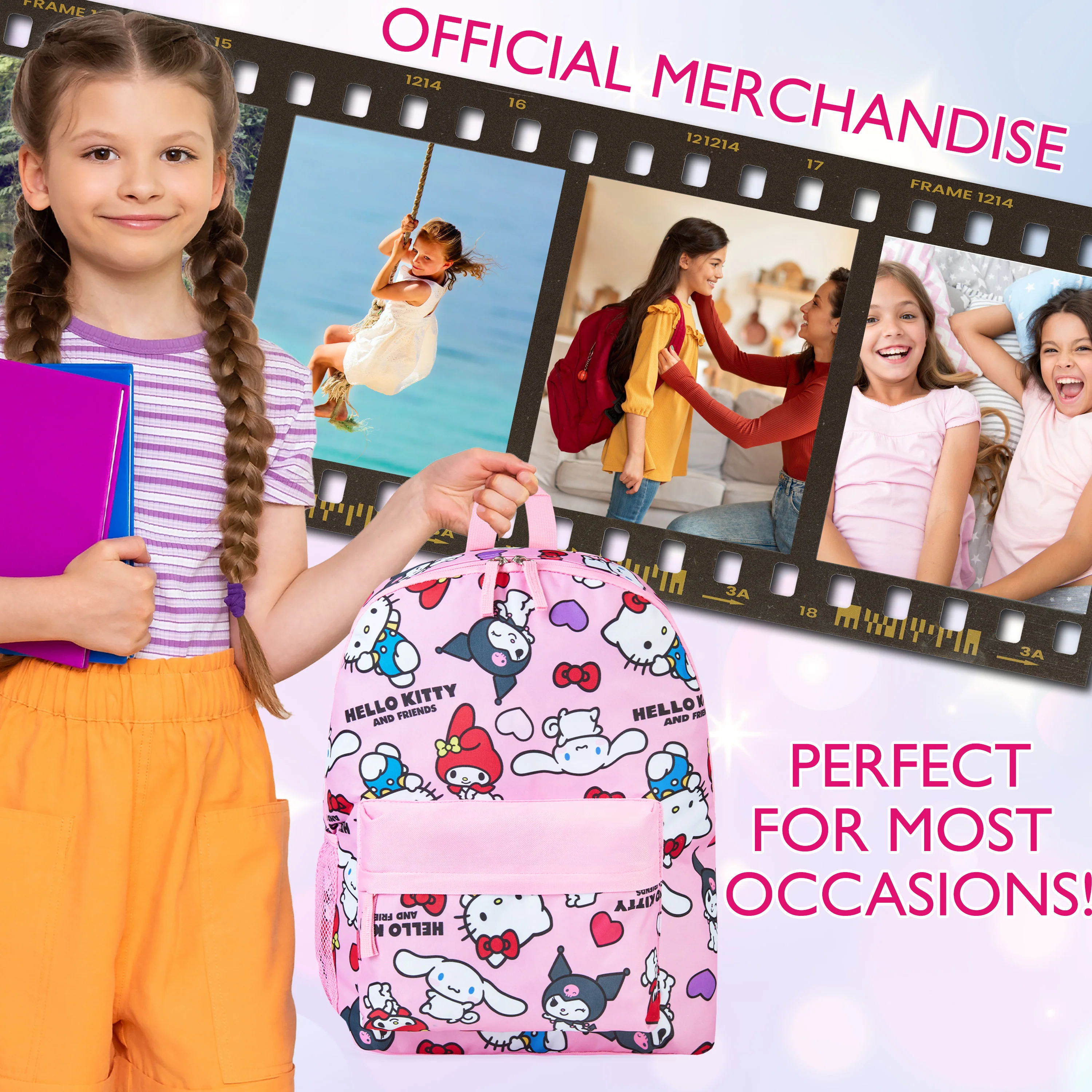 Hello Kitty Backpack Girls Teens Kawaii Rucksack All Over Print Kuromi My Melody School Bag Sports Travel PE Kit Daypack Anime Gifts for Girls - Image 3