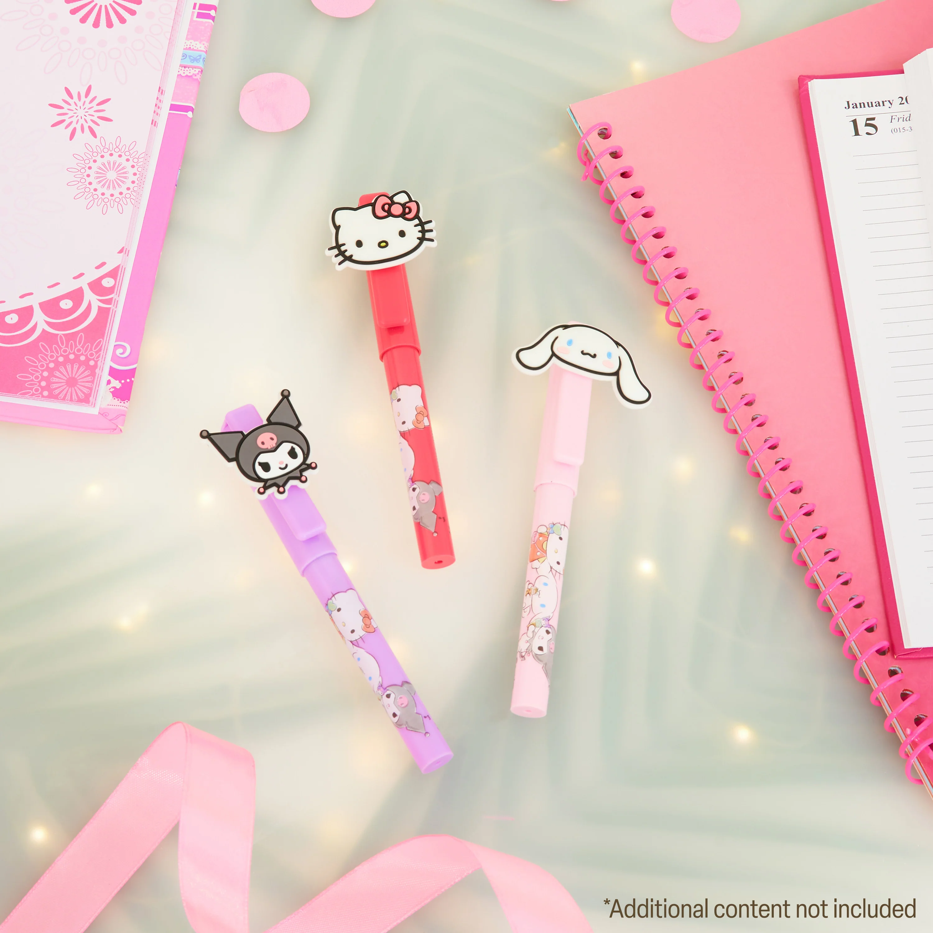Hello Kitty Ballpoint Pens 3 pcs Writing Pen Set with Character Toppers, Cute Stationery - Image 2