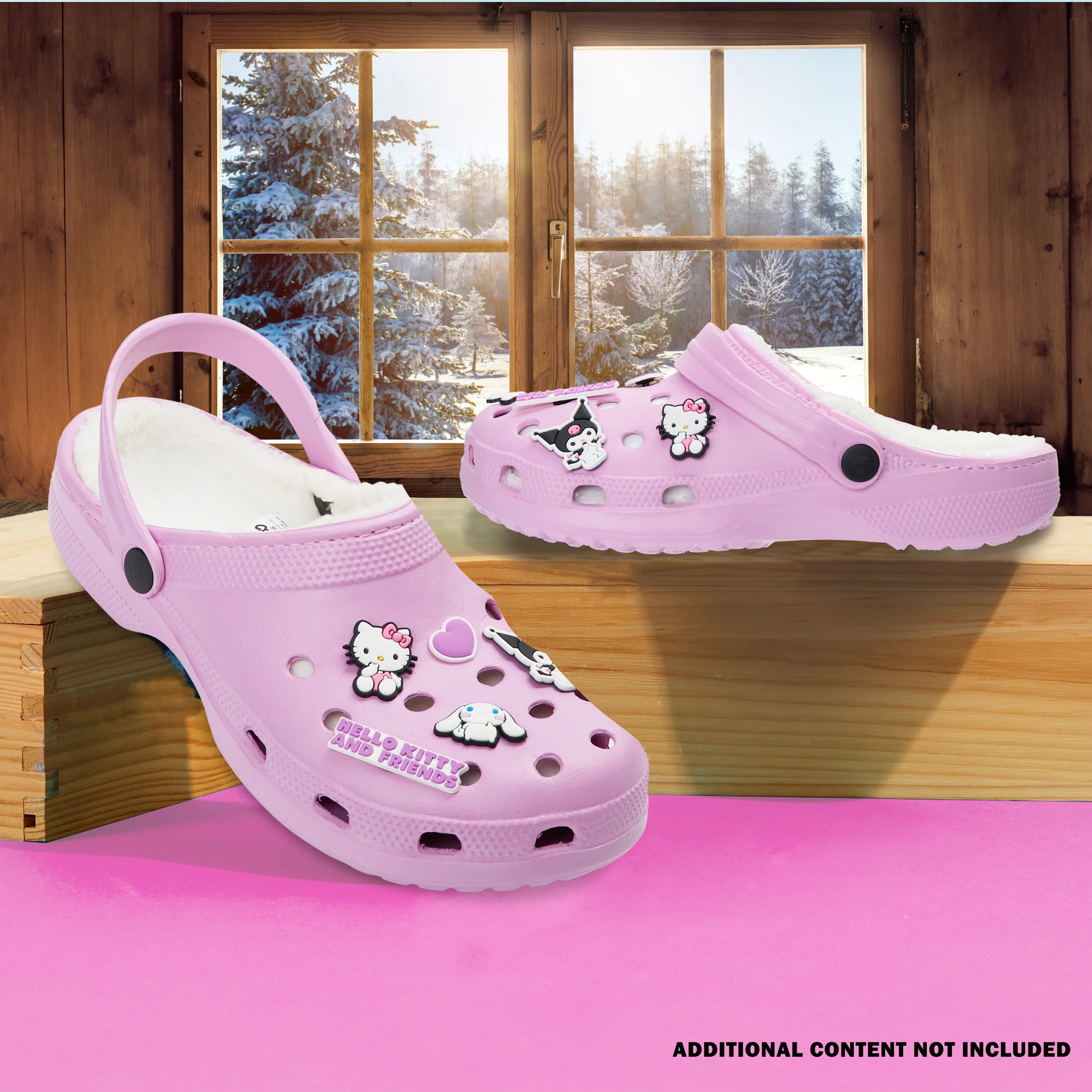 Hello Kitty Clogs Womens Teens Winter Fleece Lining & Removable Charms - Image 2