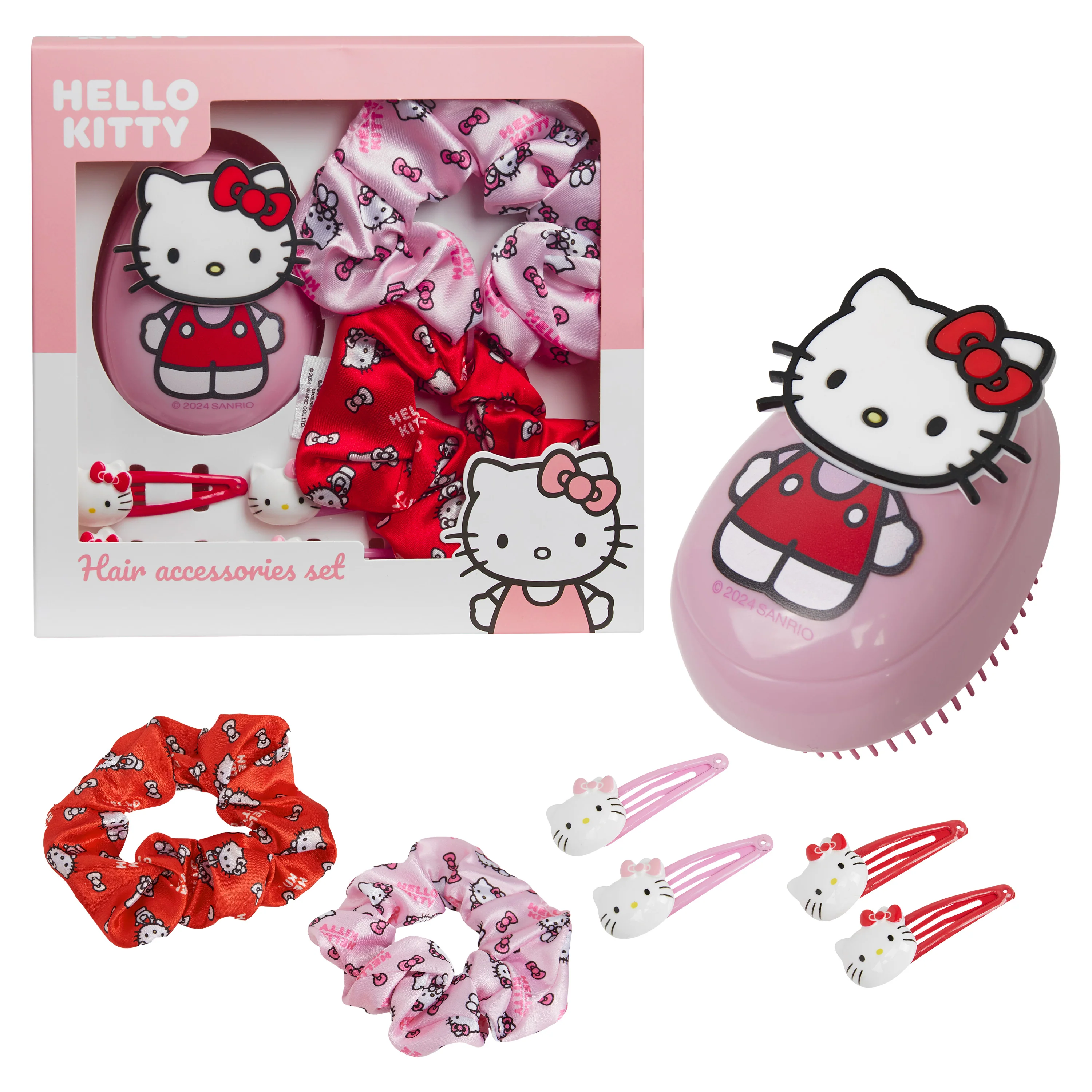 Hello Kitty Detangle Hair Brush for Women, Teenagers, and Girls, Kawaii Hair Accessories - Cute Gifts for Her (Pink Hello Kitty 7 Pcs) - Image 6