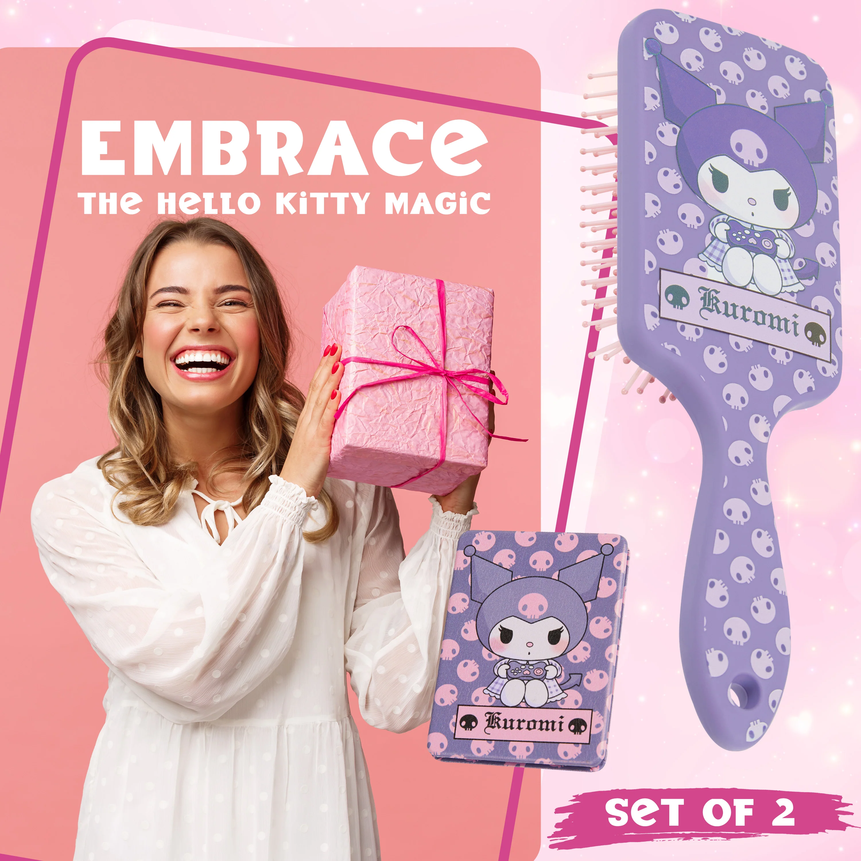Hello Kitty Detangle Hair Brush for Women, Teenagers, and Girls, Kawaii Hair Accessories - Image 3