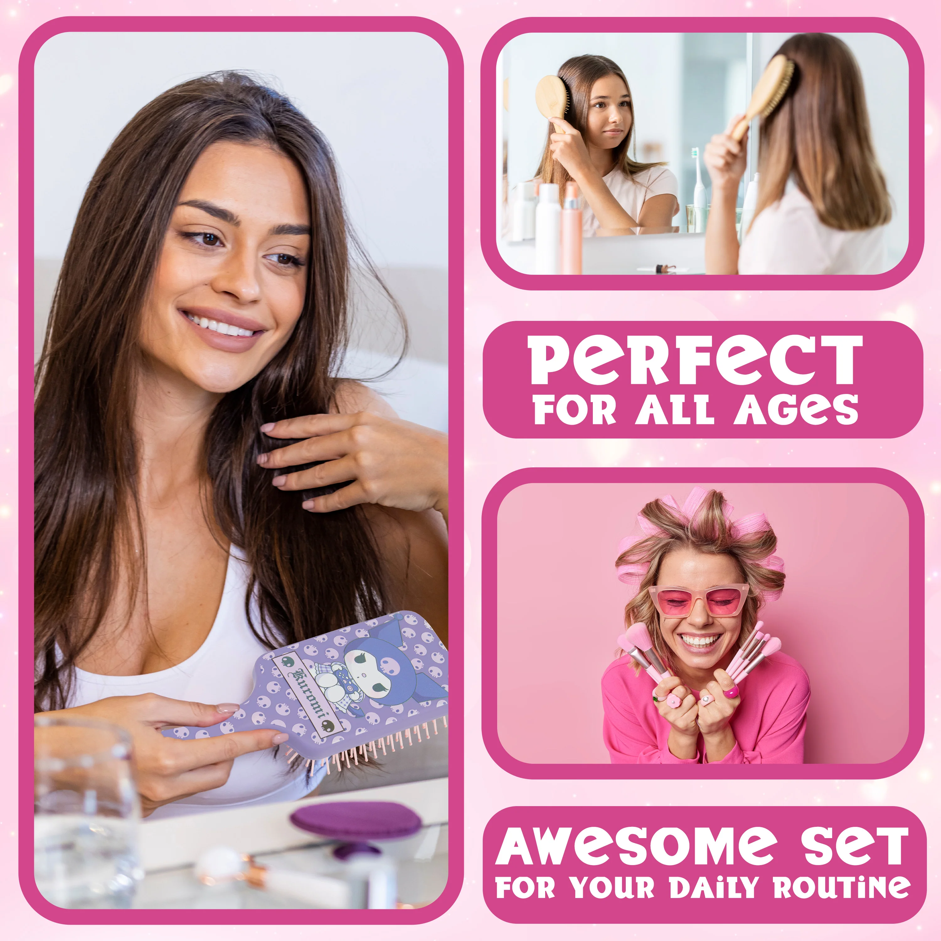 Hello Kitty Detangle Hair Brush for Women, Teenagers, and Girls, Kawaii Hair Accessories - Image 5