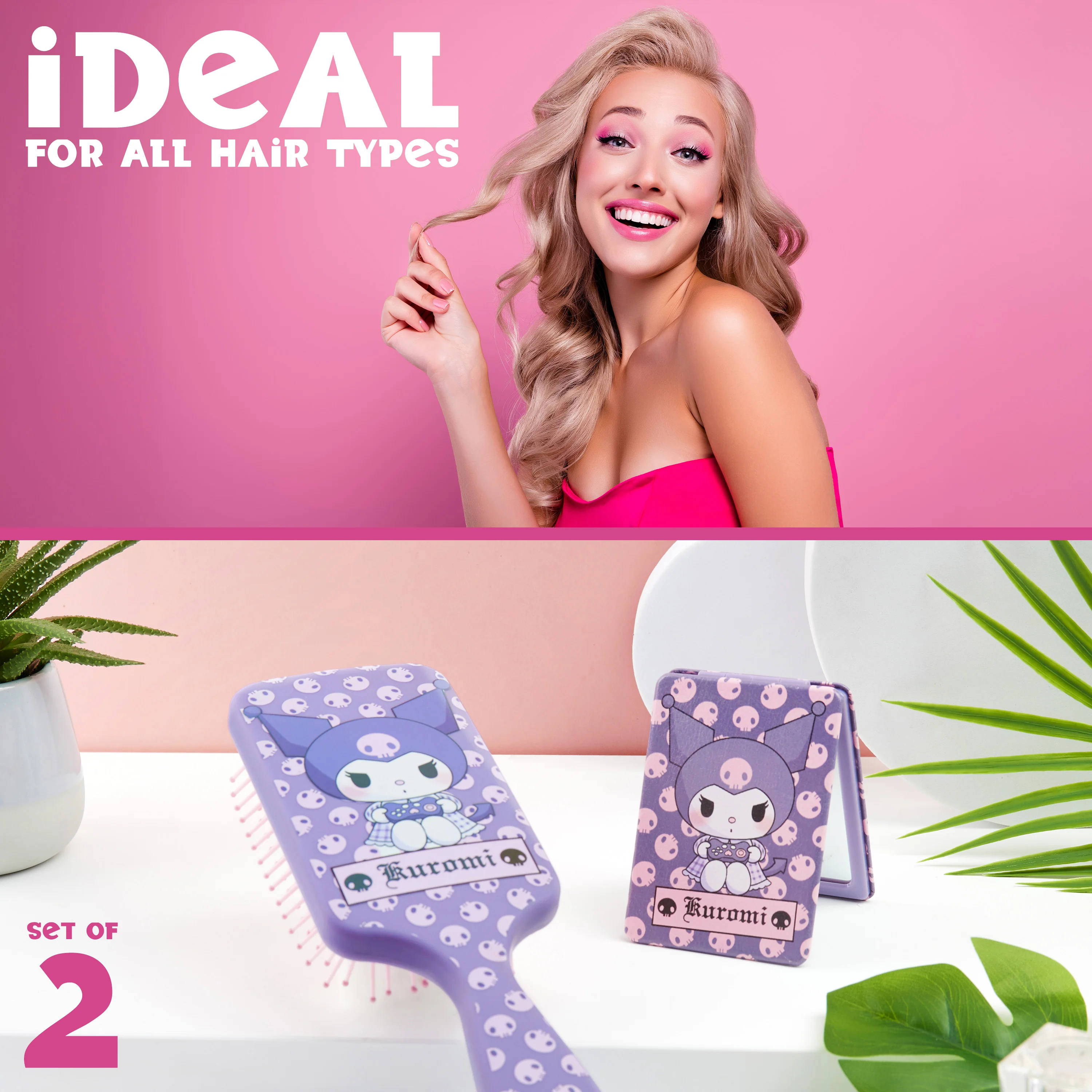 Hello Kitty Detangle Hair Brush for Women, Teenagers, and Girls, Kawaii Hair Accessories - Image 6