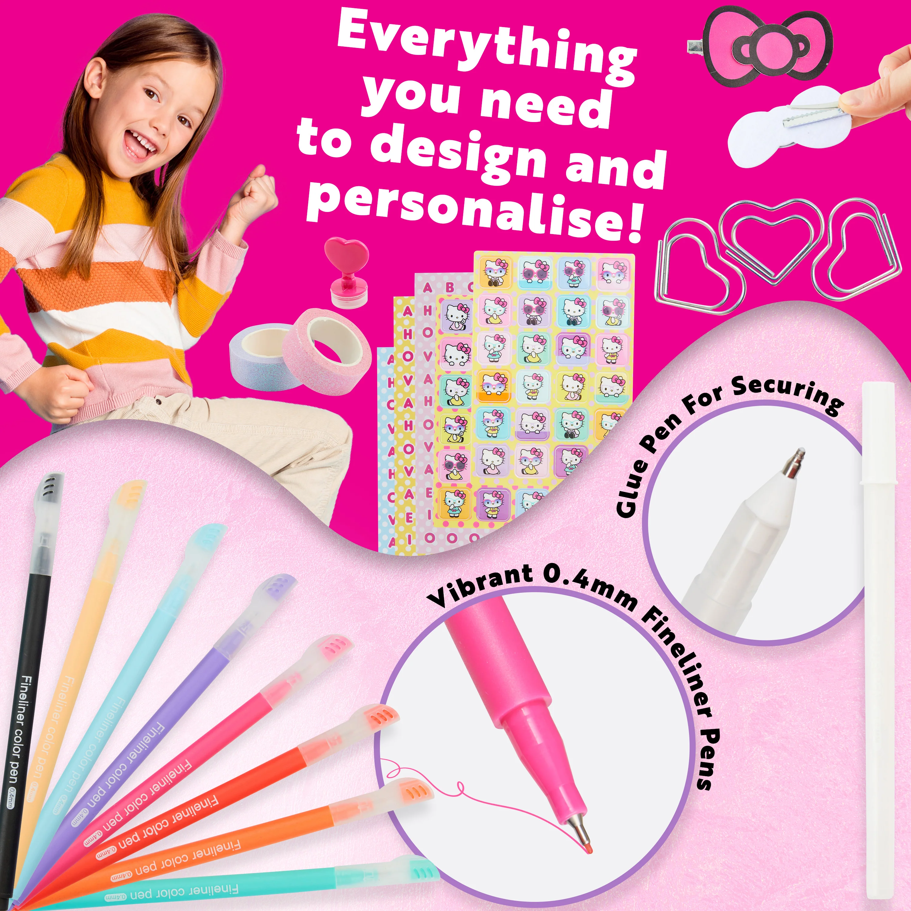 Hello Kitty DIY Journal Kit for Girls Teens A5 Diary Kawaii Art Supplies Stickers Sticky Notes - Image 4