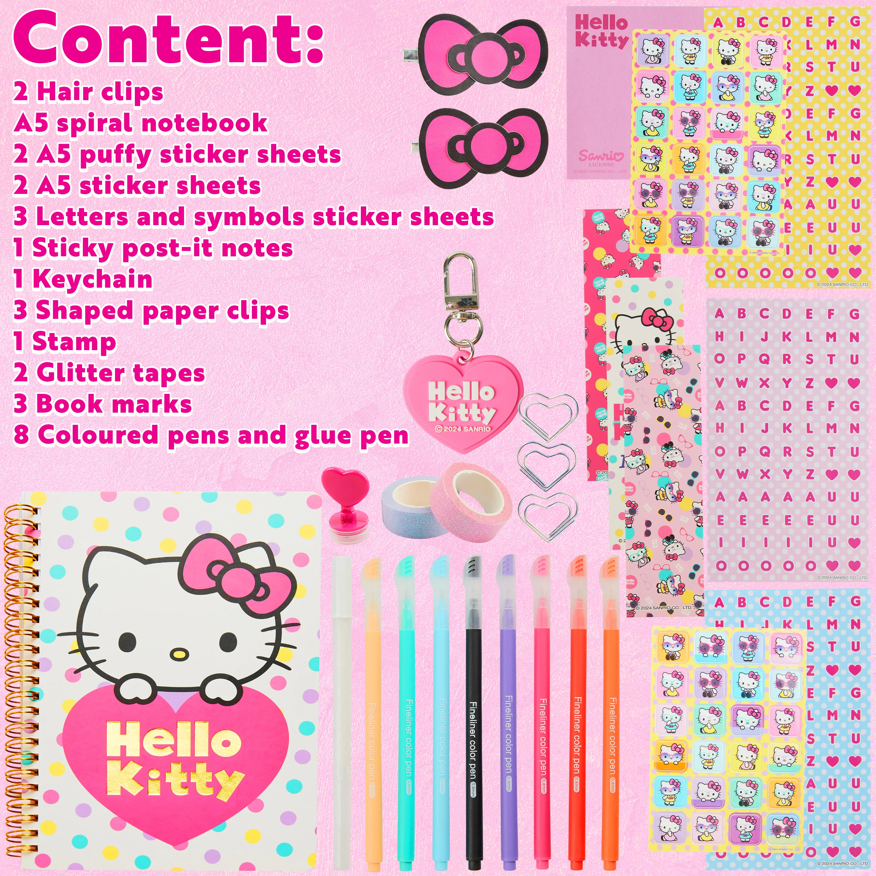 Hello Kitty DIY Journal Kit for Girls Teens A5 Diary Kawaii Art Supplies Stickers Sticky Notes - Image 6