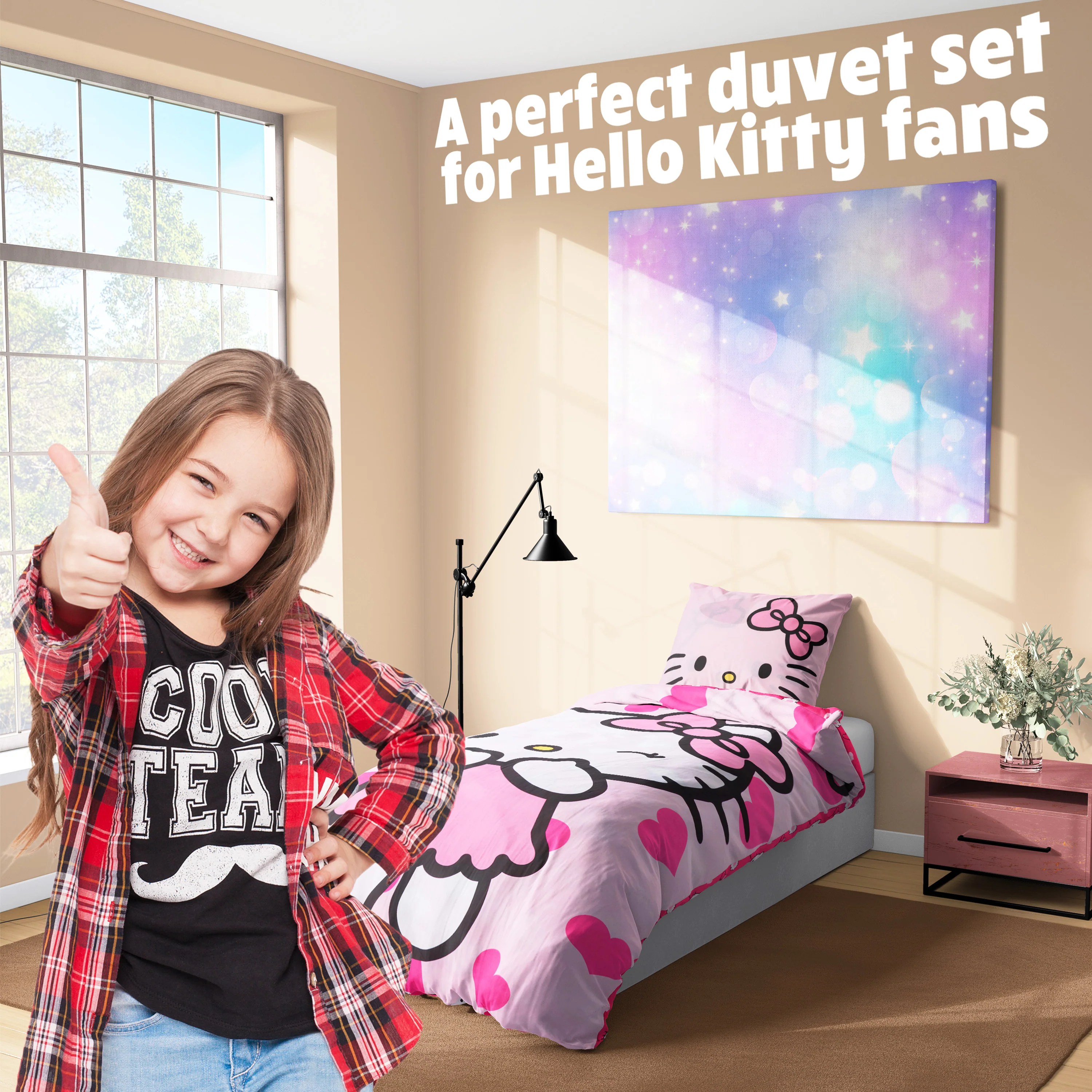 Hello Kitty Duvet Cover and Pillowcase Set Girls Teens Bedding - Single Size - Image 5