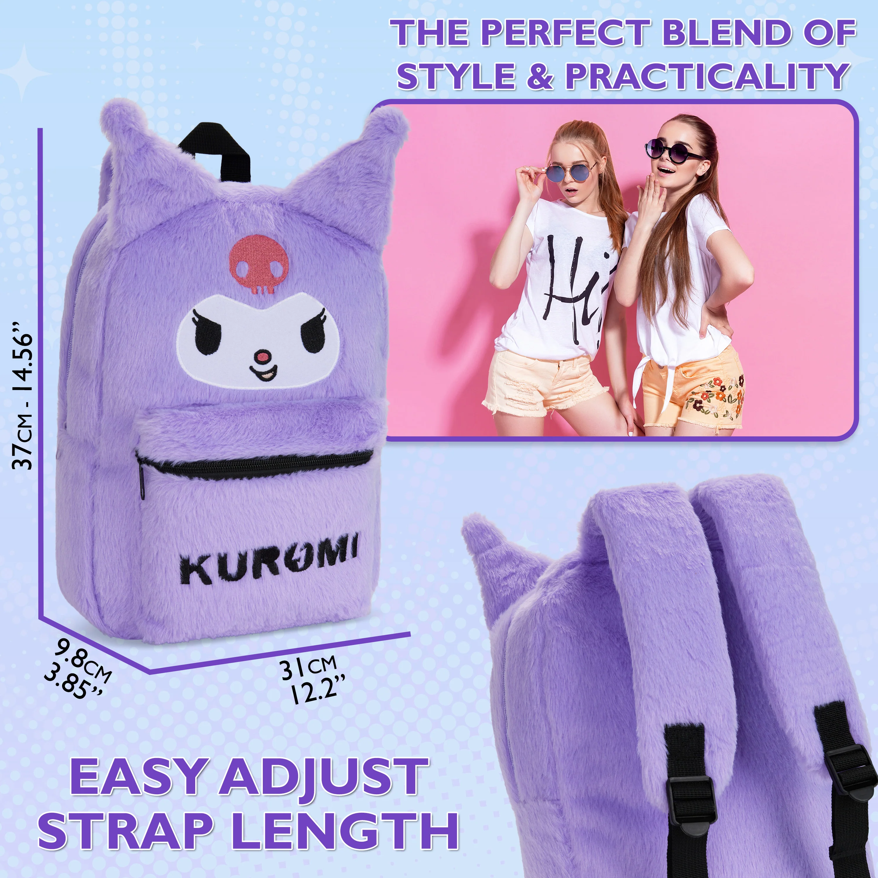 Hello Kitty Fluffy Girls Backpack Cute Plush Kawaii Rucksack Kids Teens - Image 12