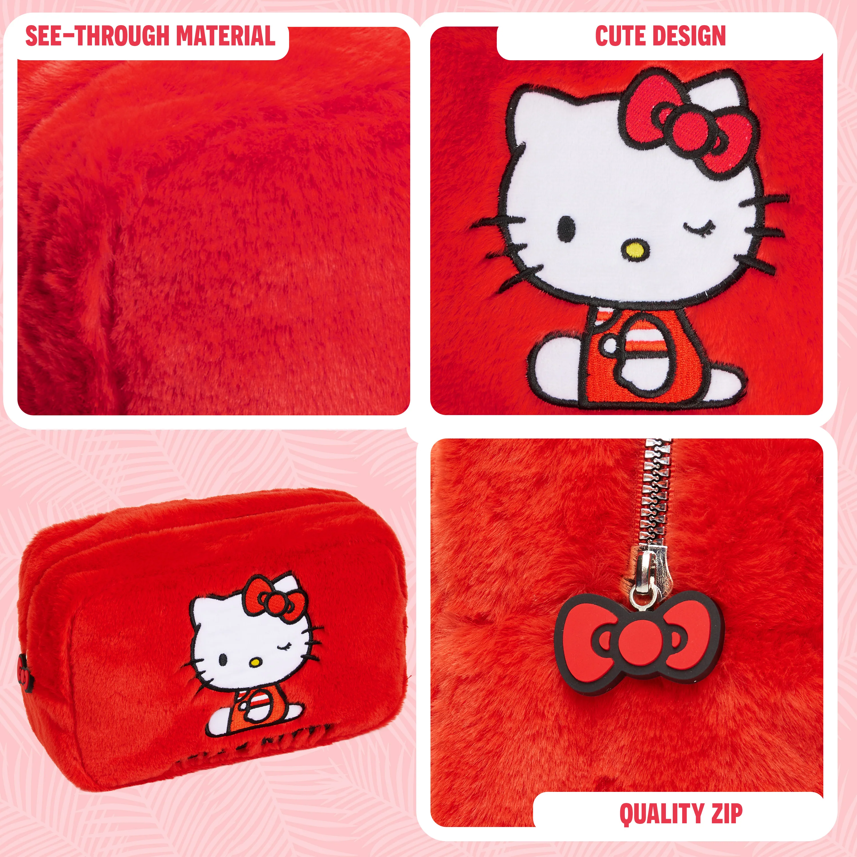 Hello Kitty Fluffy Toiletries Bag, Cute Makeup Bag Travel - Gifts for Her - Image 4