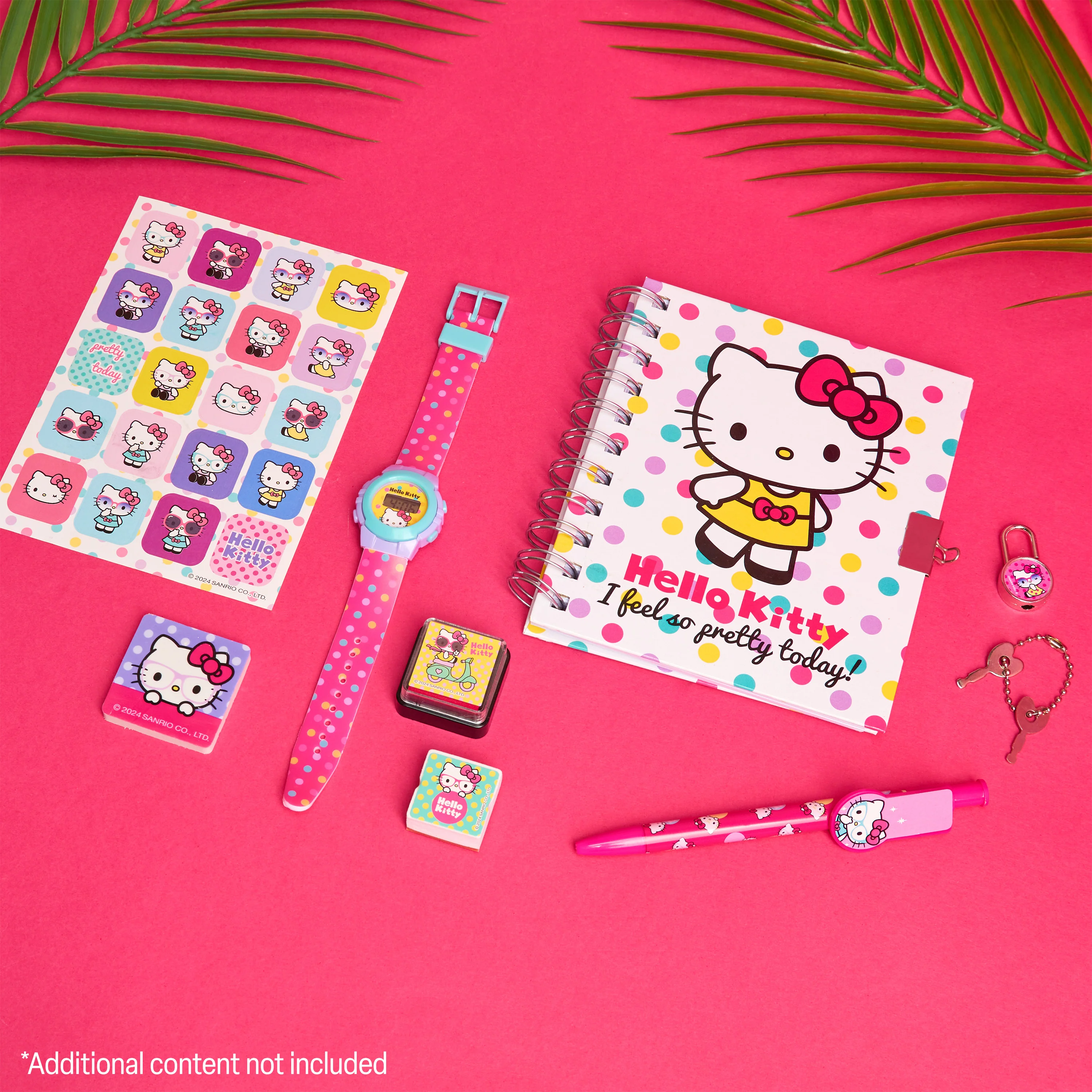 Hello Kitty Girls Digital Watch & Accessories Set, Kawaii Colourful Watch with Plastic Strap Diary Ink Stamps, Girls Gifts - Image 5