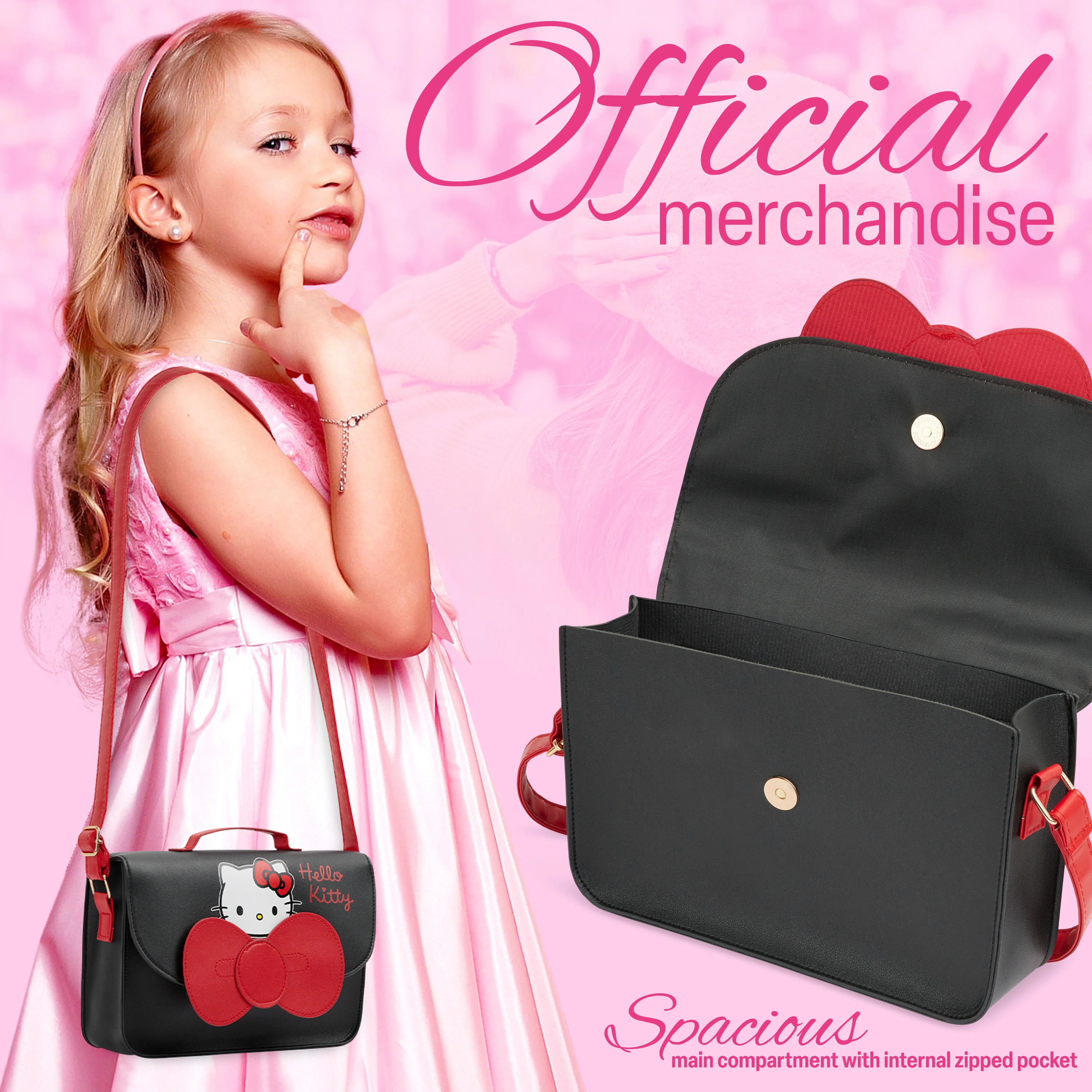 Hello Kitty Girls & Teenagers Handbag, Crossbody Shoulder Bag with Adjustable Strap Fashion Travel - Girls Gifts - Image 3