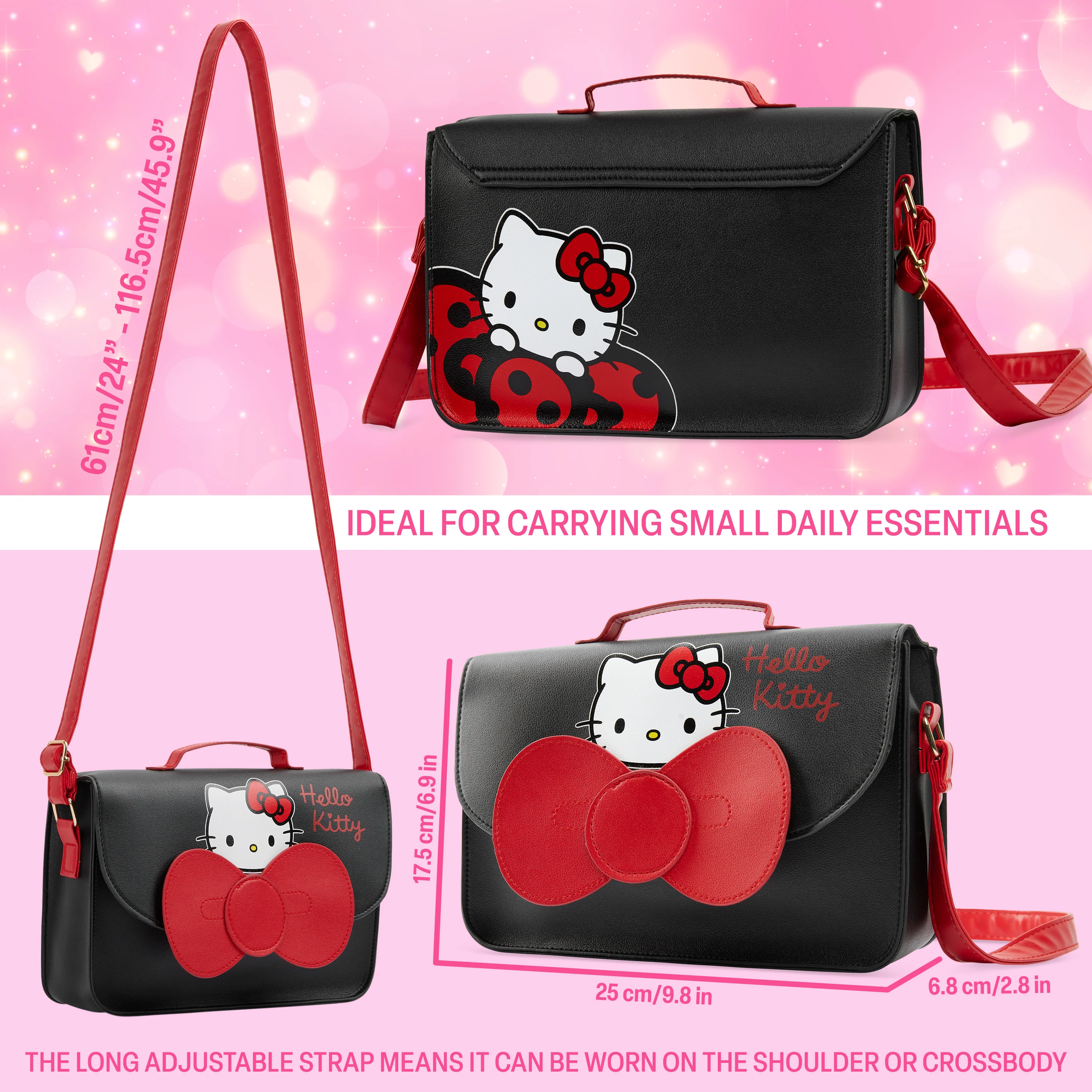 Hello Kitty Girls & Teenagers Handbag, Crossbody Shoulder Bag with Adjustable Strap Fashion Travel - Girls Gifts - Image 6
