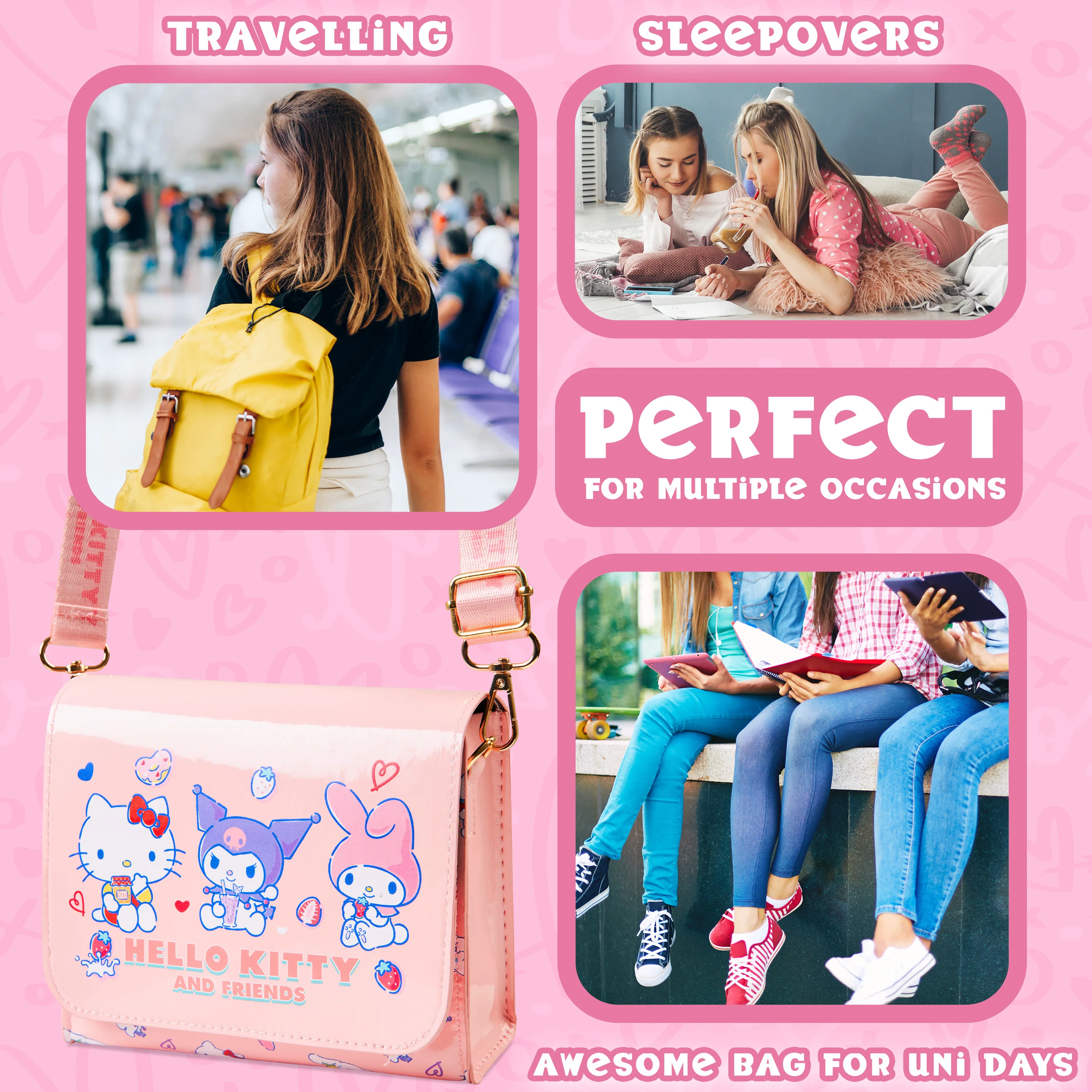 Hello Kitty Girls & Teenagers Handbag, Crossbody Shoulder Bag with Adjustable Strap Fashion Travel - Girls Gifts - Image 4