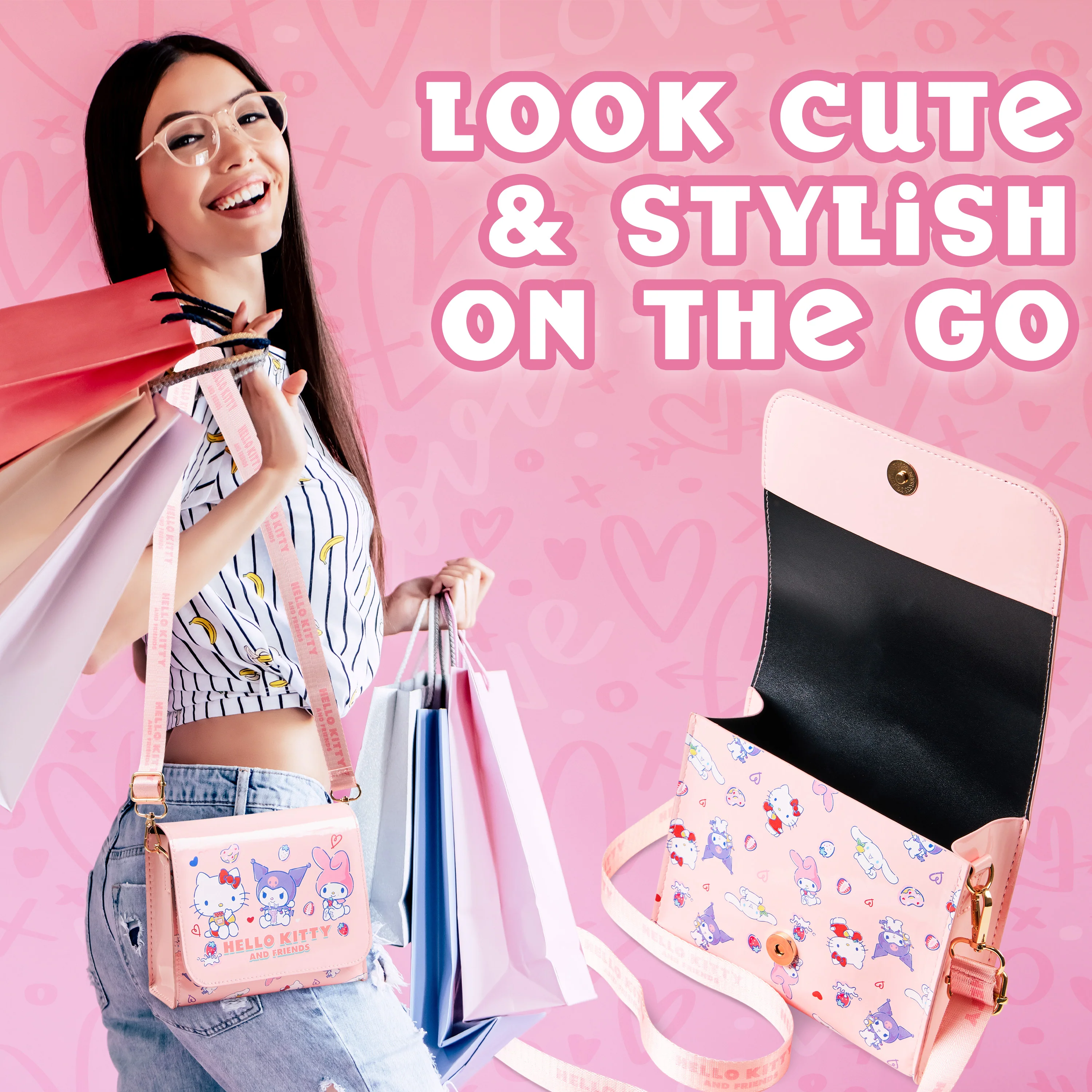 Hello Kitty Girls & Teenagers Handbag, Crossbody Shoulder Bag with Adjustable Strap Fashion Travel - Girls Gifts - Image 5