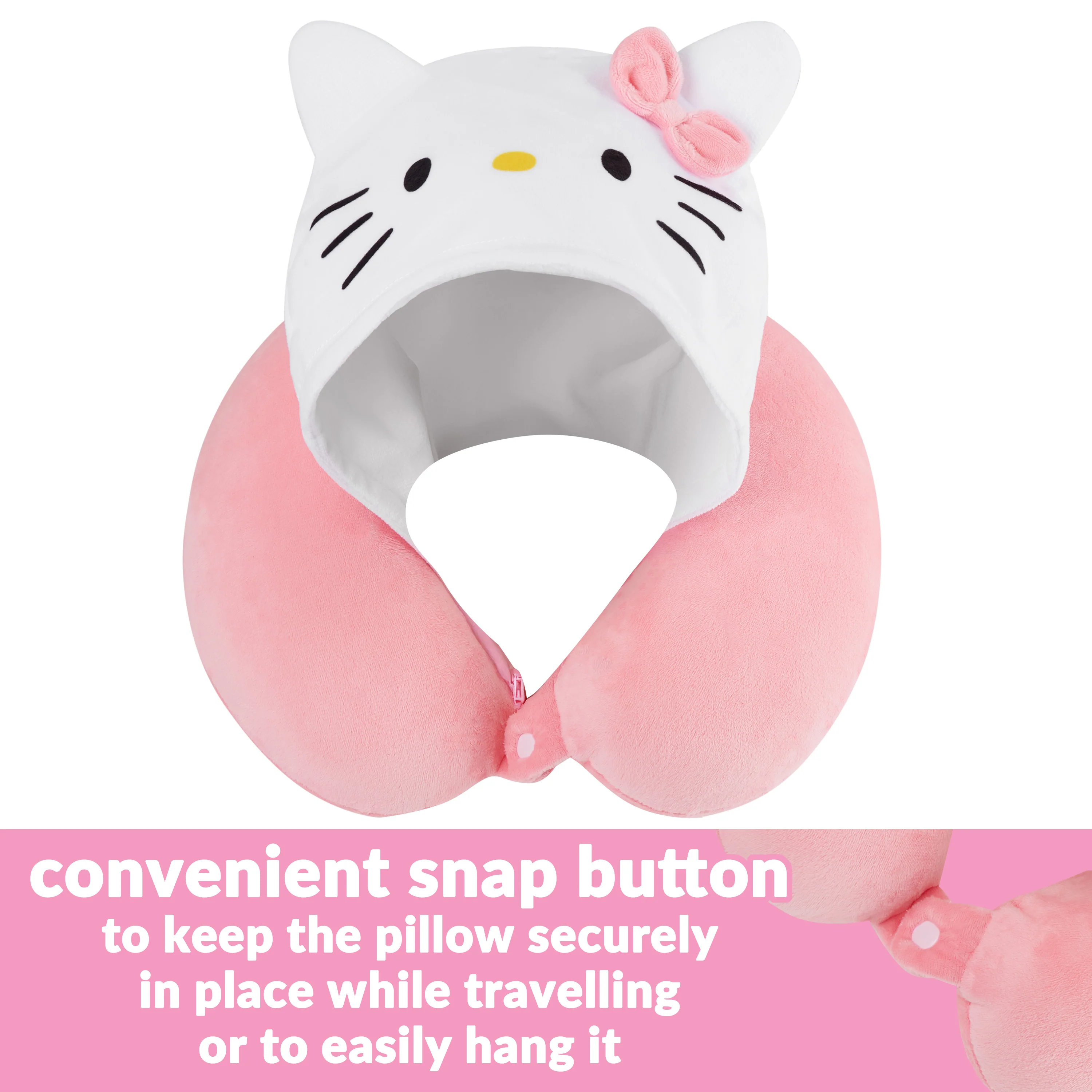 Hello Kitty Girls Teens Travel Pillow with Hood, Memory Foam Cushion Flight Pillow - Image 5