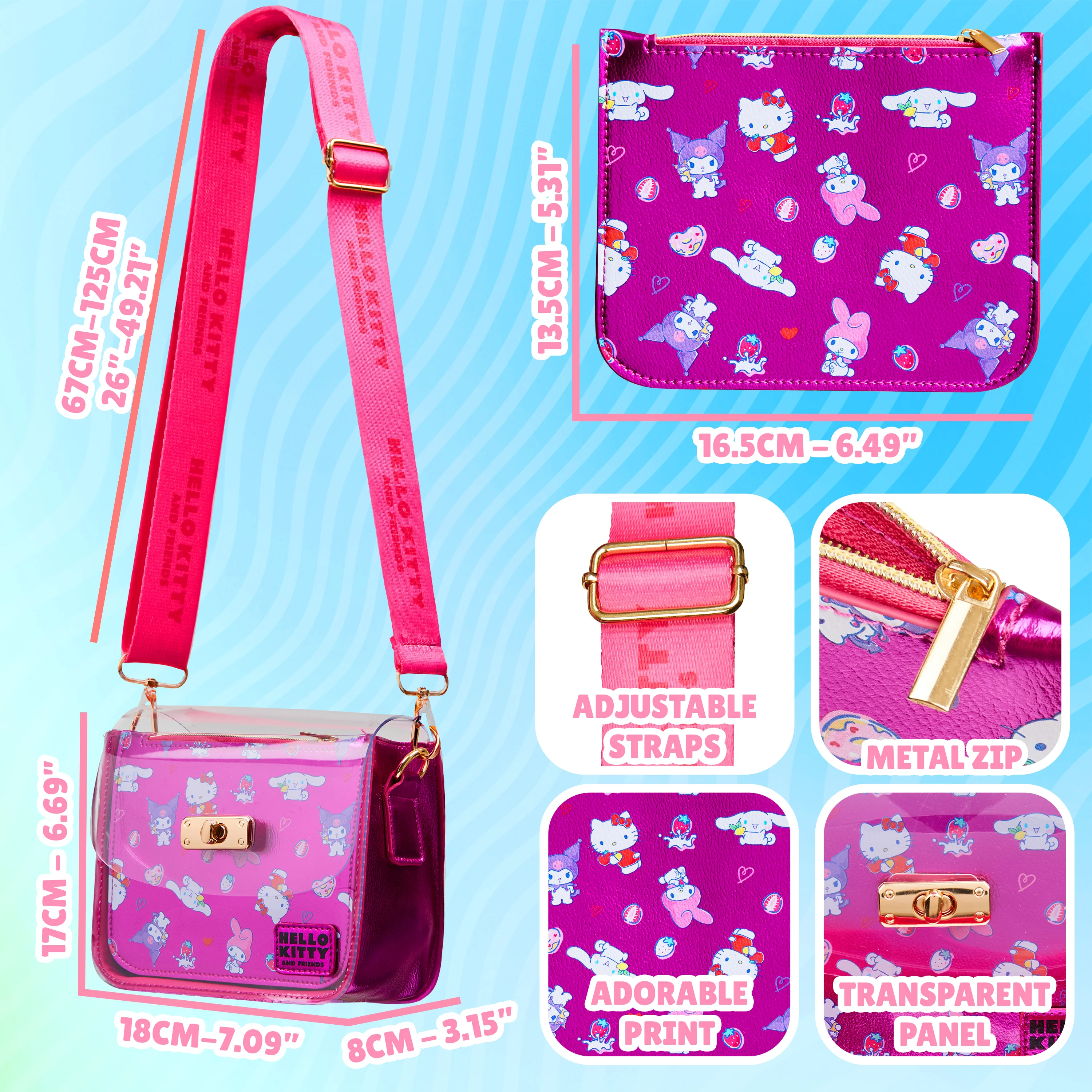 Hello Kitty Handbag Girls Teens Crossbody Shoulder Bag Kawaii Zipped Coin Purse Kuromi Travel Holiday Shopping Anime Gifts - Image 6