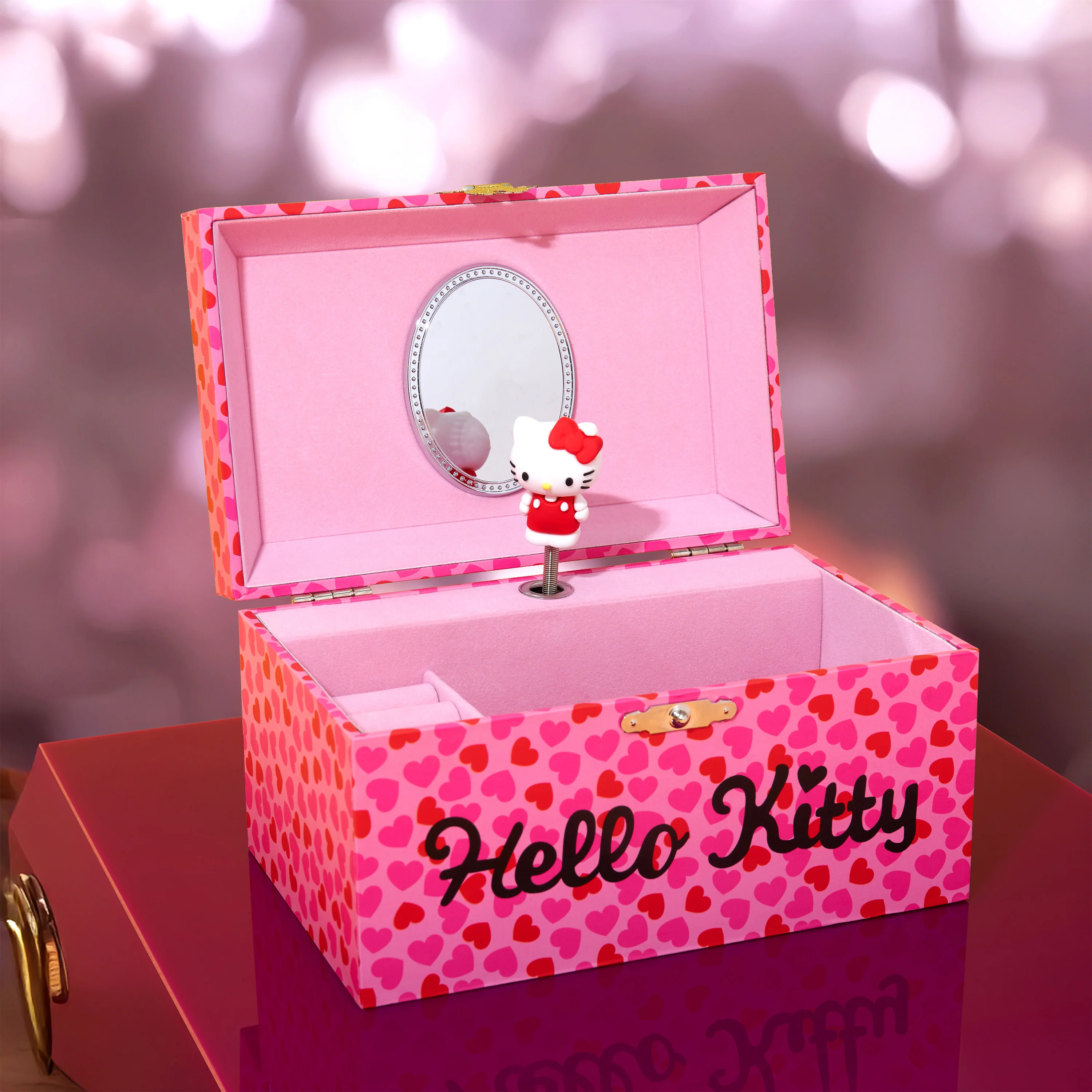 Hello Kitty Jewellery Box Musical Wind Up Spinning Figure Kawaii Keepsake Memory Box Girls Teens Ring Slots Organiser Bedroom Decor Anime Gifts for Girls - Image 5