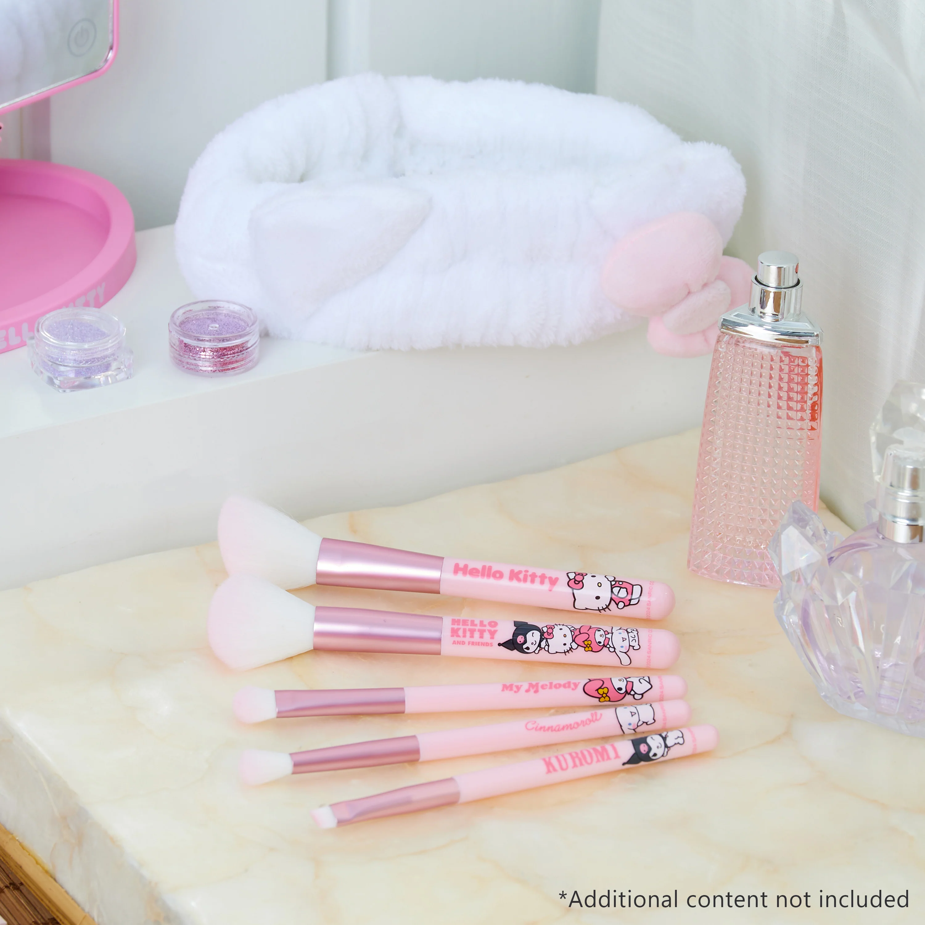 Hello Kitty Makeup Brush Set of 5 with Fluffy Headband - Gifts for Her - Image 2