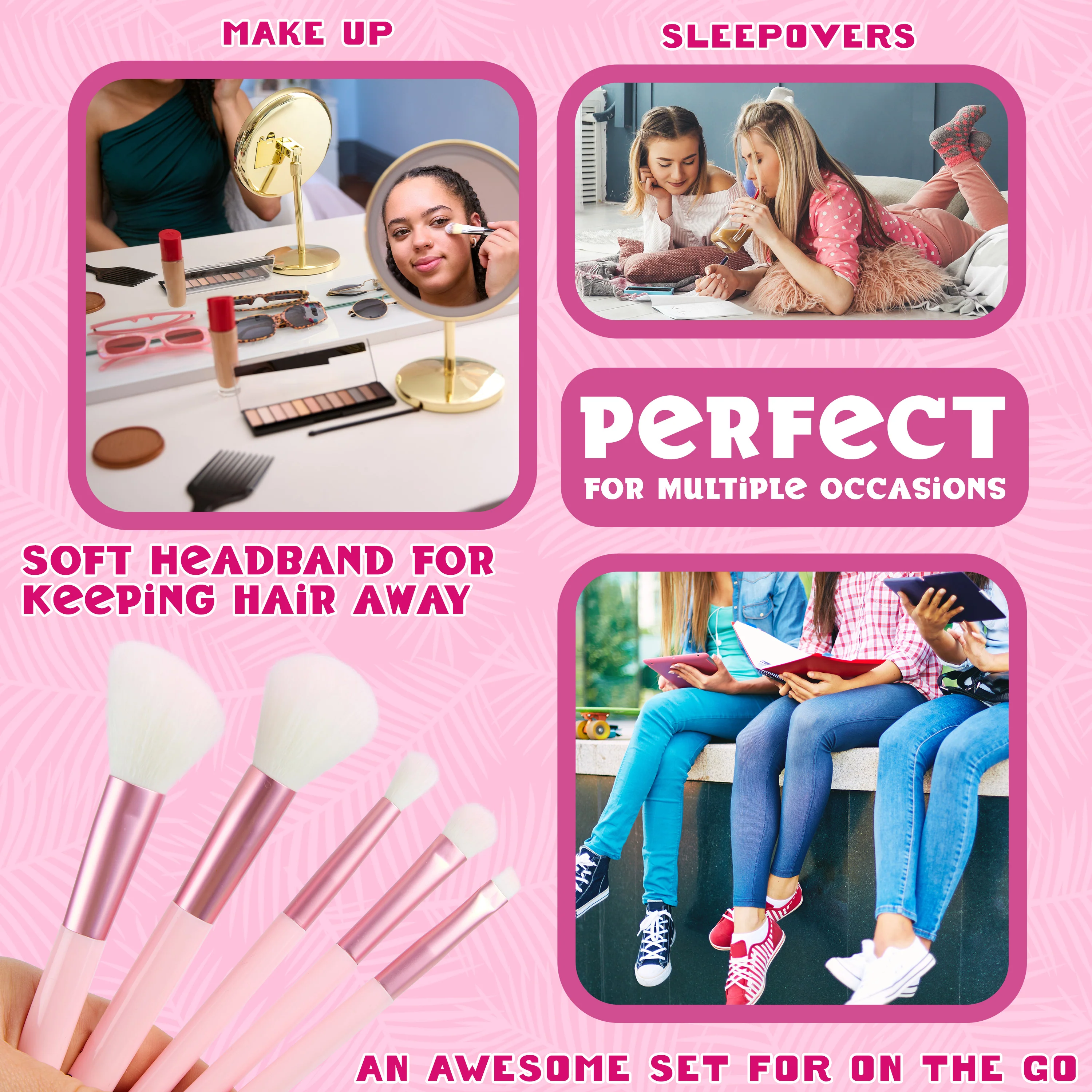 Hello Kitty Makeup Brush Set of 5 with Fluffy Headband - Gifts for Her - Image 4