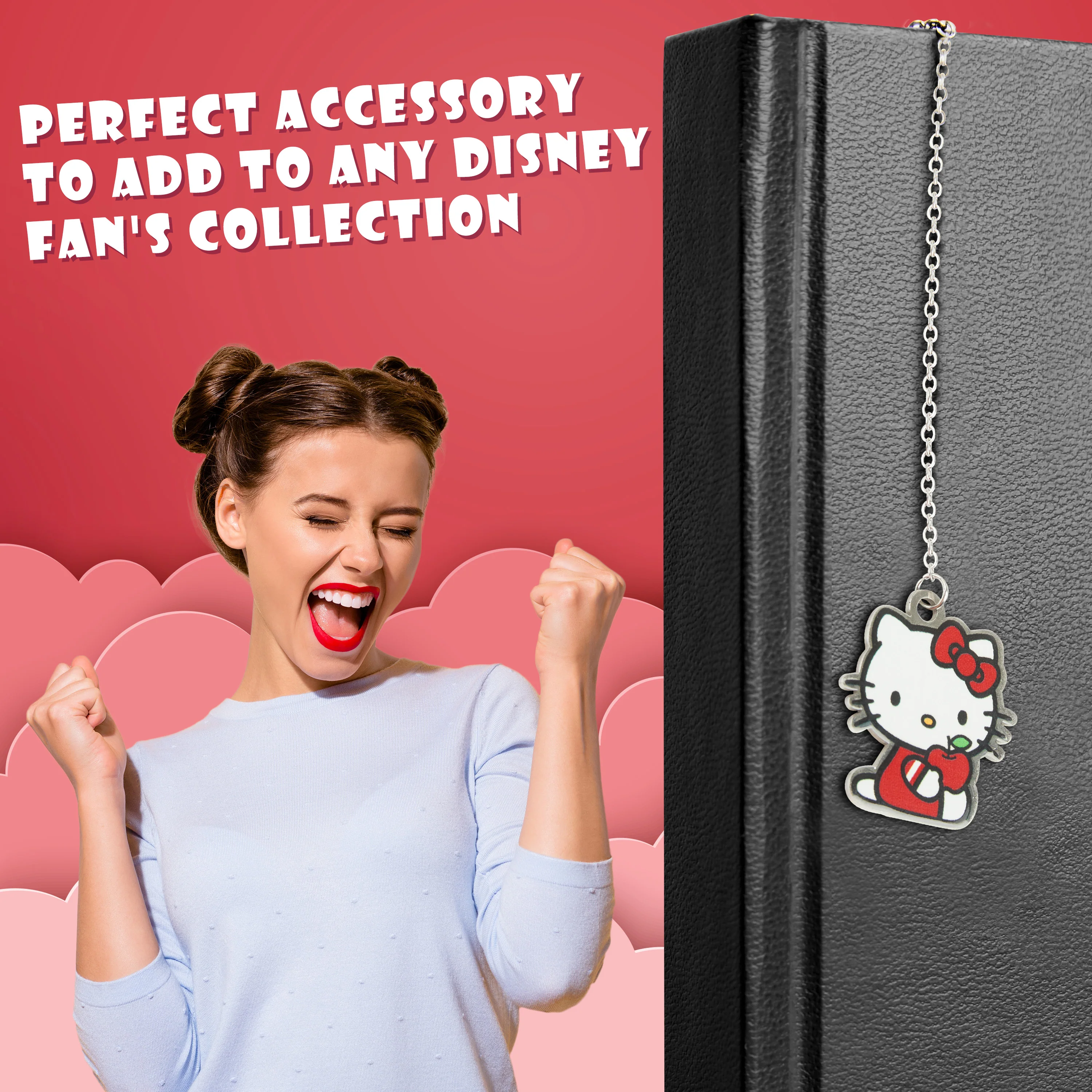 Hello Kitty Metal Bookmark with Hanging Charm, School University Reading Gifts - Image 3