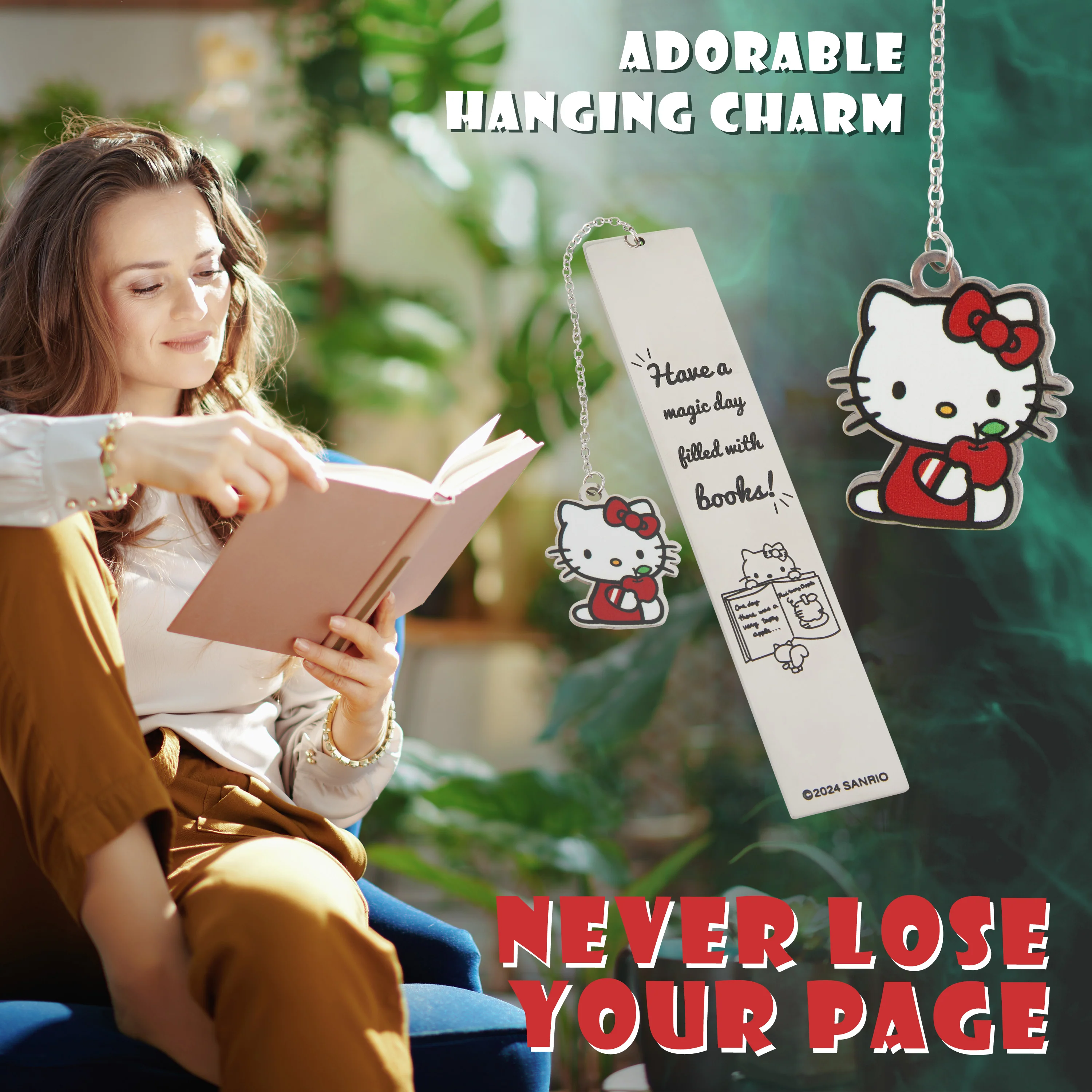 Hello Kitty Metal Bookmark with Hanging Charm, School University Reading Gifts - Image 4