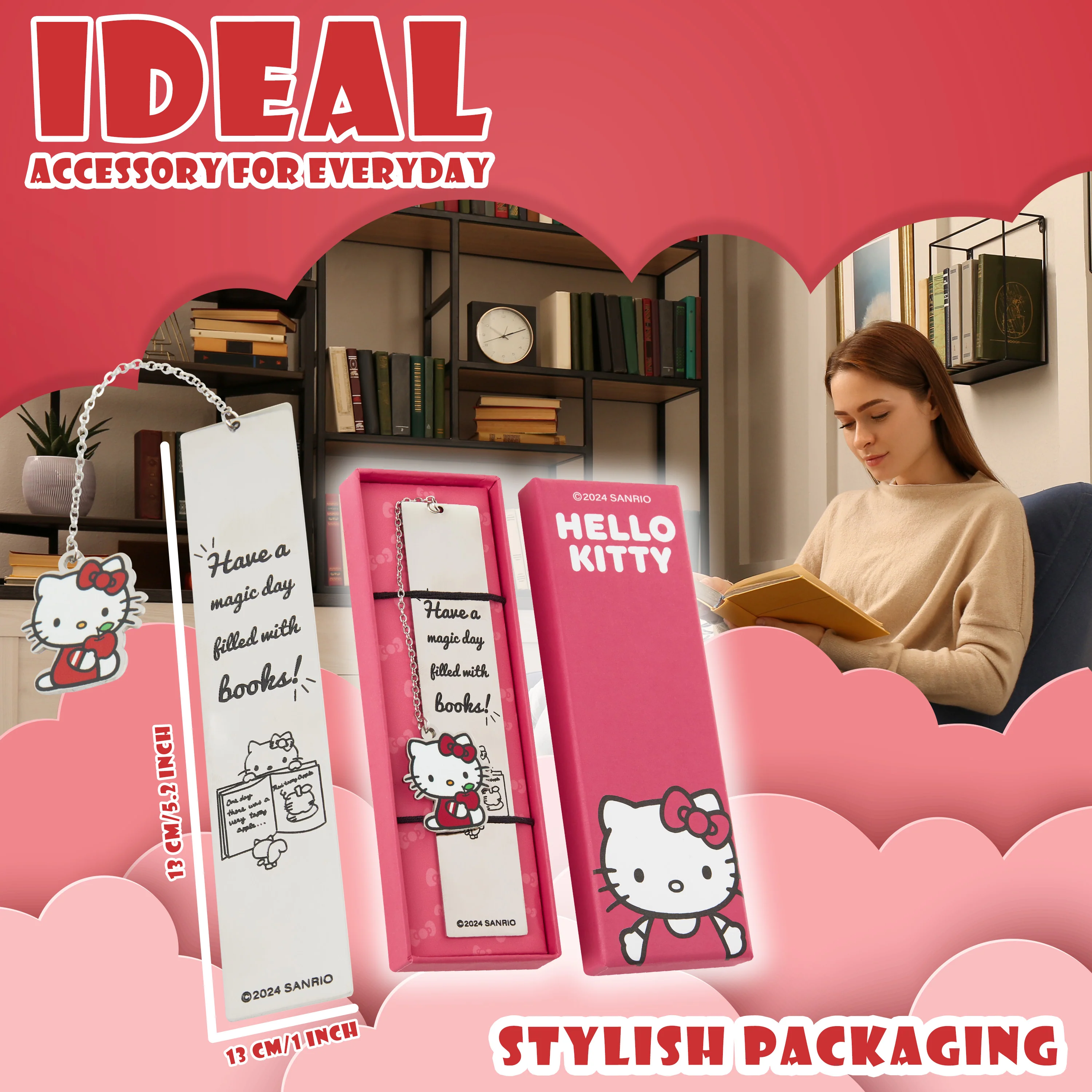 Hello Kitty Metal Bookmark with Hanging Charm, School University Reading Gifts - Image 6