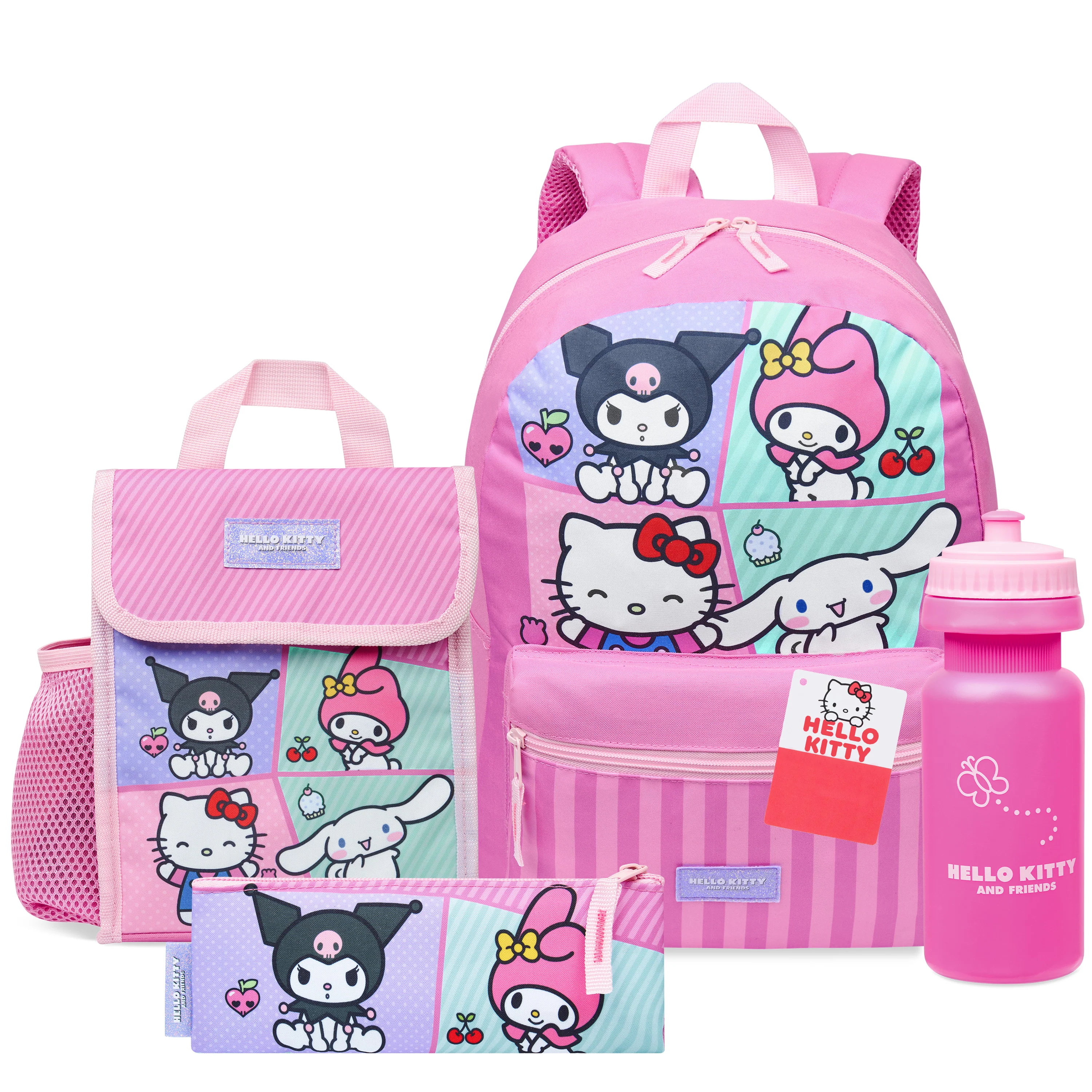 Hello Kitty Sanrio Backpack Set 4 Pcs Girls Water Bottle Pencil Case Insulated Lunch Bag - Image 7