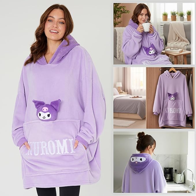 Hello Kitty Sanrio Blanket Hoodie Women Teens Kawaii Oversized Fleece Wearable Blanket - Image 2