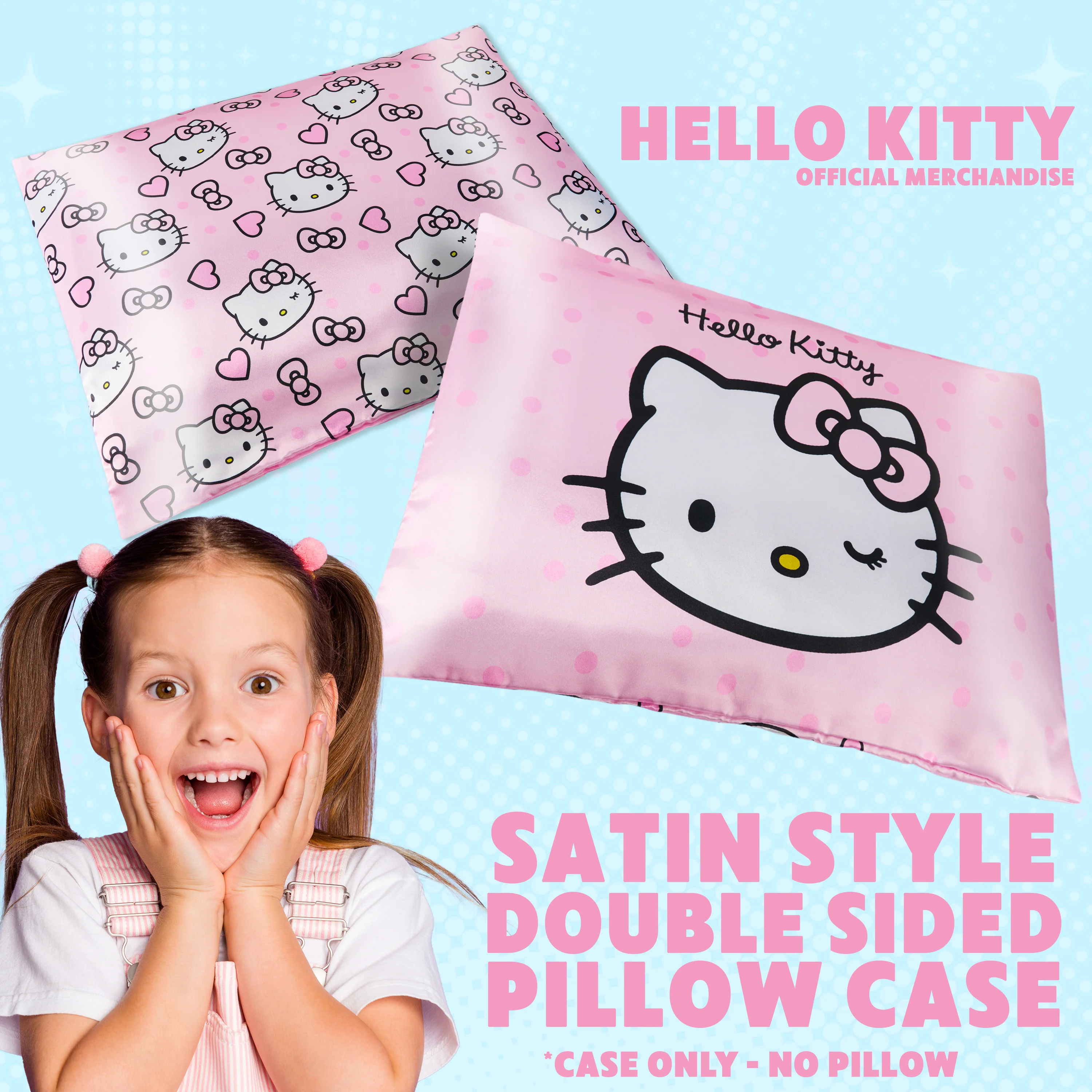 Hello Kitty Satin Pillowcase for Hair Skin Benefits for Girls Teens Women Kawaii 48 x 66cm Cooling Soft Zip Closure Bedroom Decor, Beauty Gifts for Her - Image 3