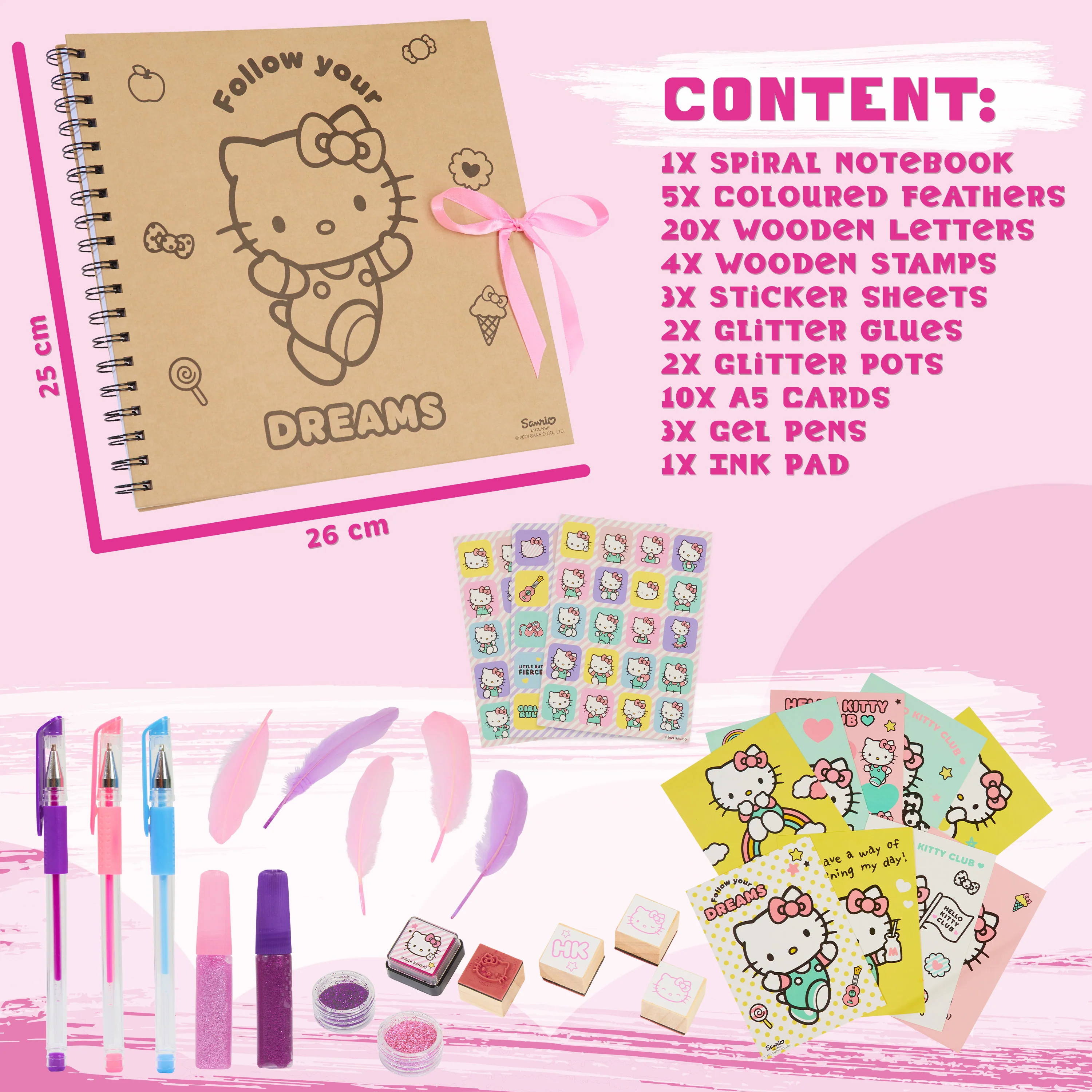 Hello Kitty Scrapbook Kit for Kids, Craft Set with Scrapbooking Accessories, Art Supplies - Image 6